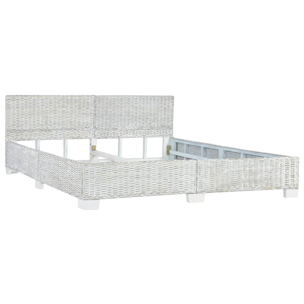 furnicato Bettgestell Bett Grau Natur Rattan 180x200 cm (1-tlg)