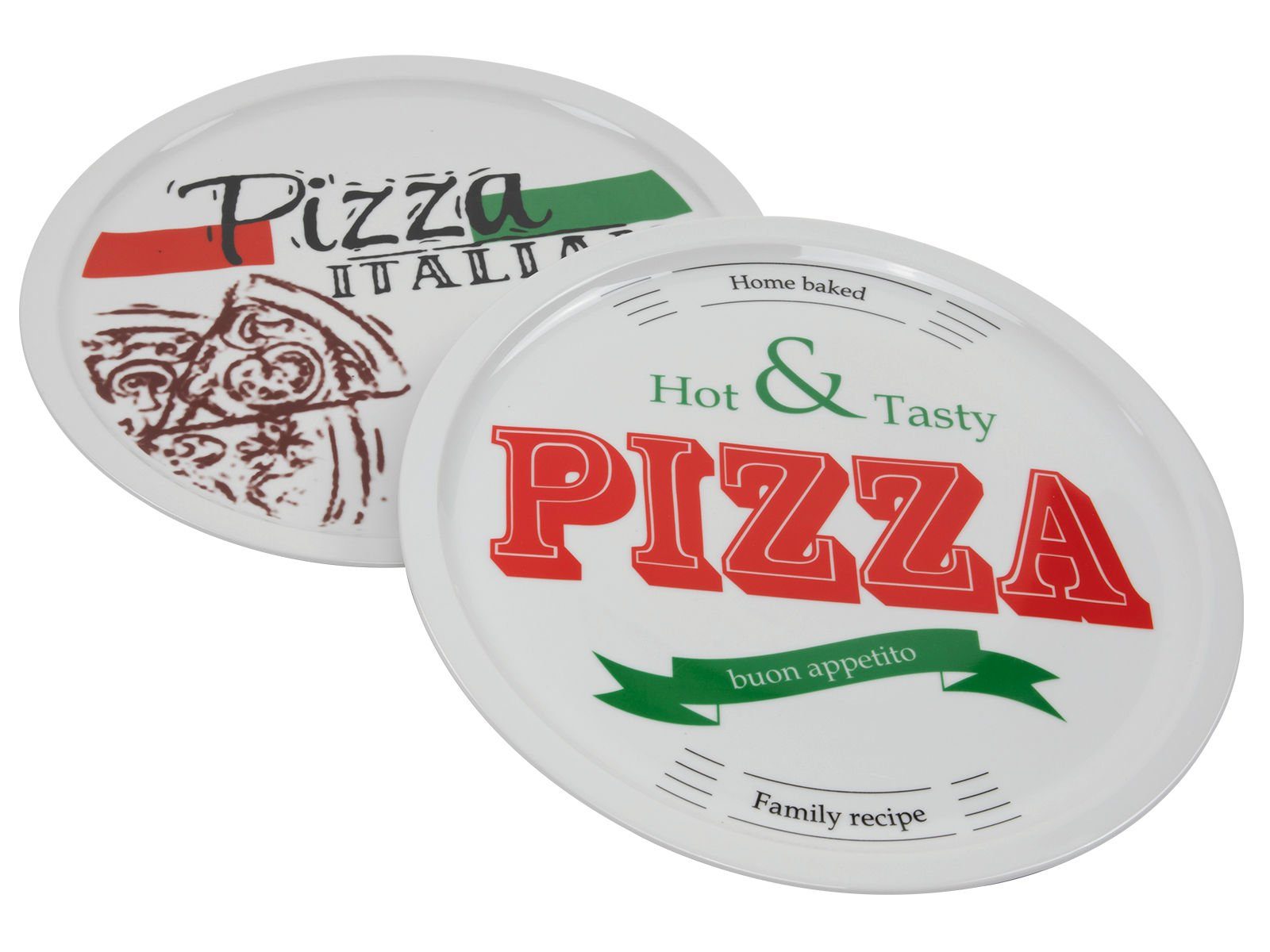 Spetebo Pizzateller PIZZA Teller 31,5 cm - 2er Set - je Motiv 1x, (2 St), 2er Set moderne Pizzateller