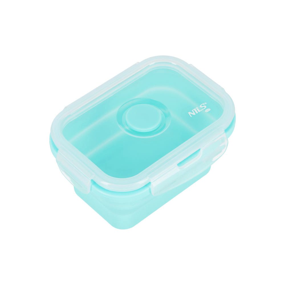 NILS CAMP Lunchbox Faltbare Frischhaltedose Silikon-Vorratsdose, Silikon, PP, (Spar-Set, 1-tlg., 13, 2 x 9, 7 cm faltbar), faltbar, auslaufsicher, BPA-frei, LFGB, 355 ml