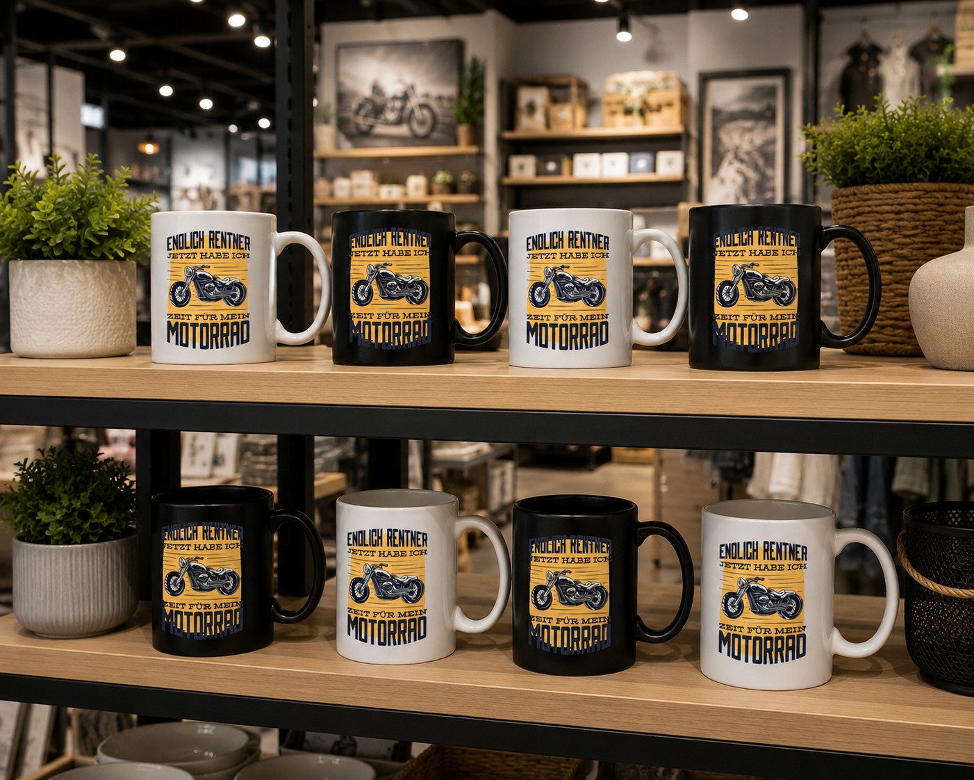 Blondie & Brownie Tasse Rentner Motorrad Tasse Print Geschenk Ruhestand Biker Chopper Humor, 1-tlg., Keramik, RentnerMotorrad Tasse Biker Ruhestand Kultmotiv
