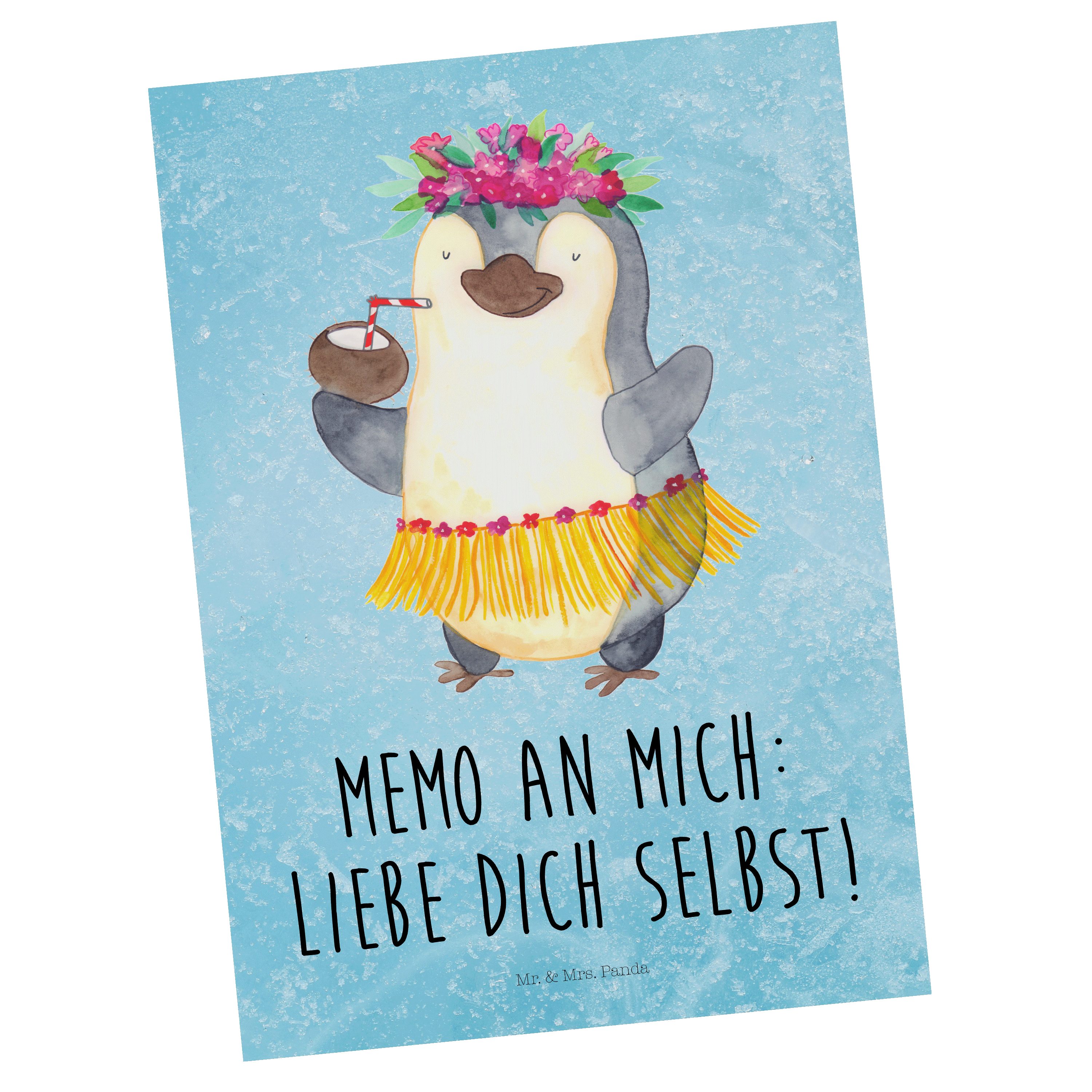 Mrs. tanzen, entspannt, Geschenk, Pinguin Panda Eisblau Kokosnuss Postkarte - Pin & Aloha, - Mr.