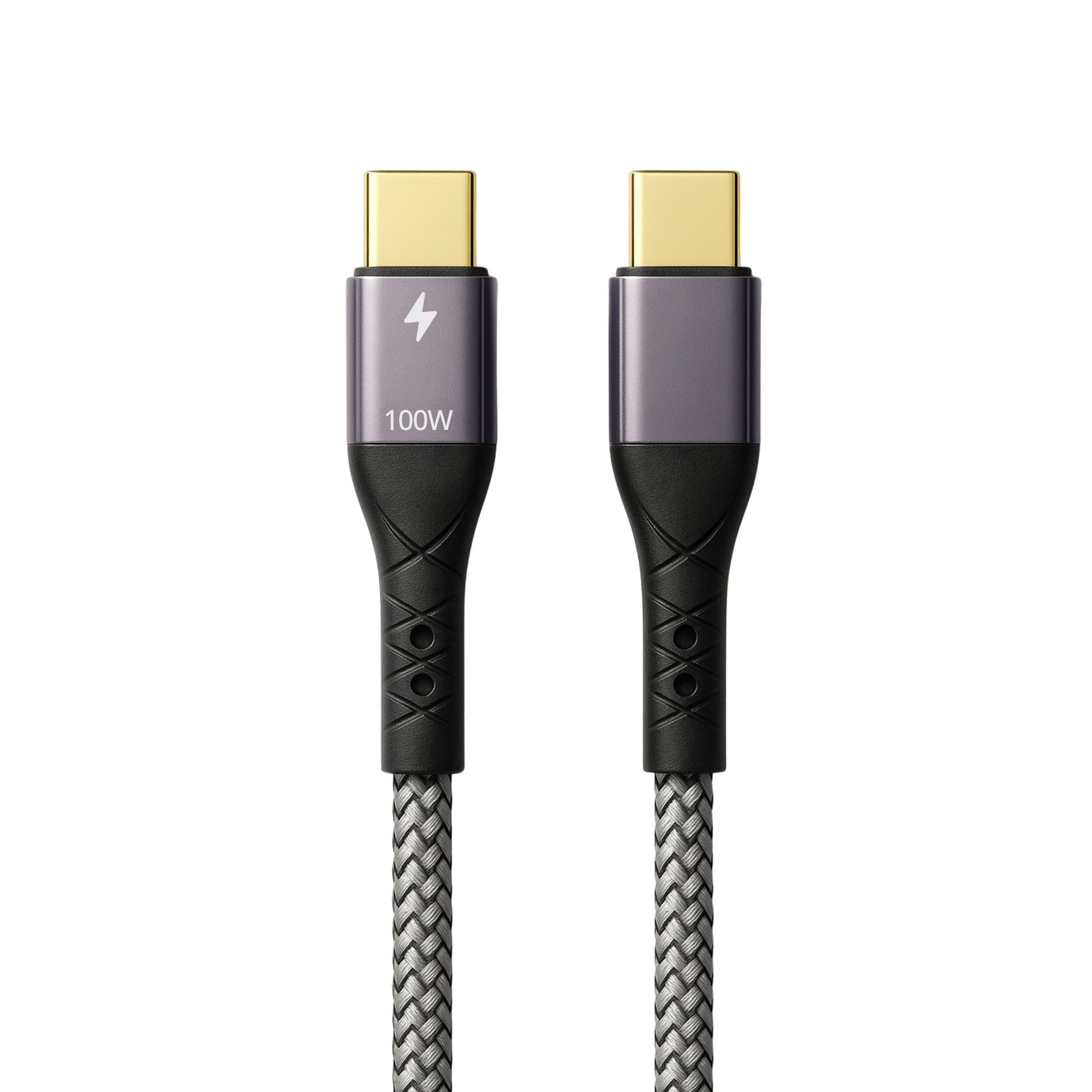 ProfiPatch ProfiPatch USB C Kabel 0,5m - 100W PD 3.0 5A E-Mark Chip grau Textil USB-Kabel