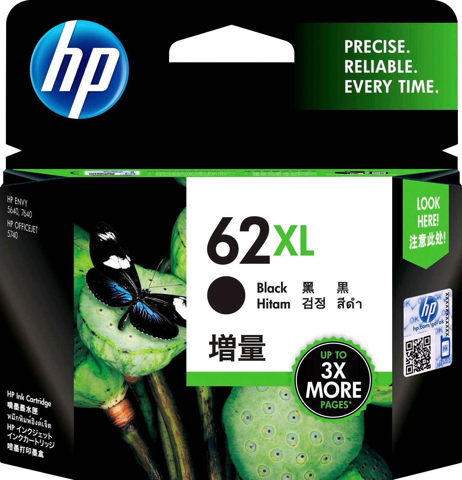 HP 62XL Tintenpatrone (1-tlg., original Druckerpatrone 62 schwarz XL)