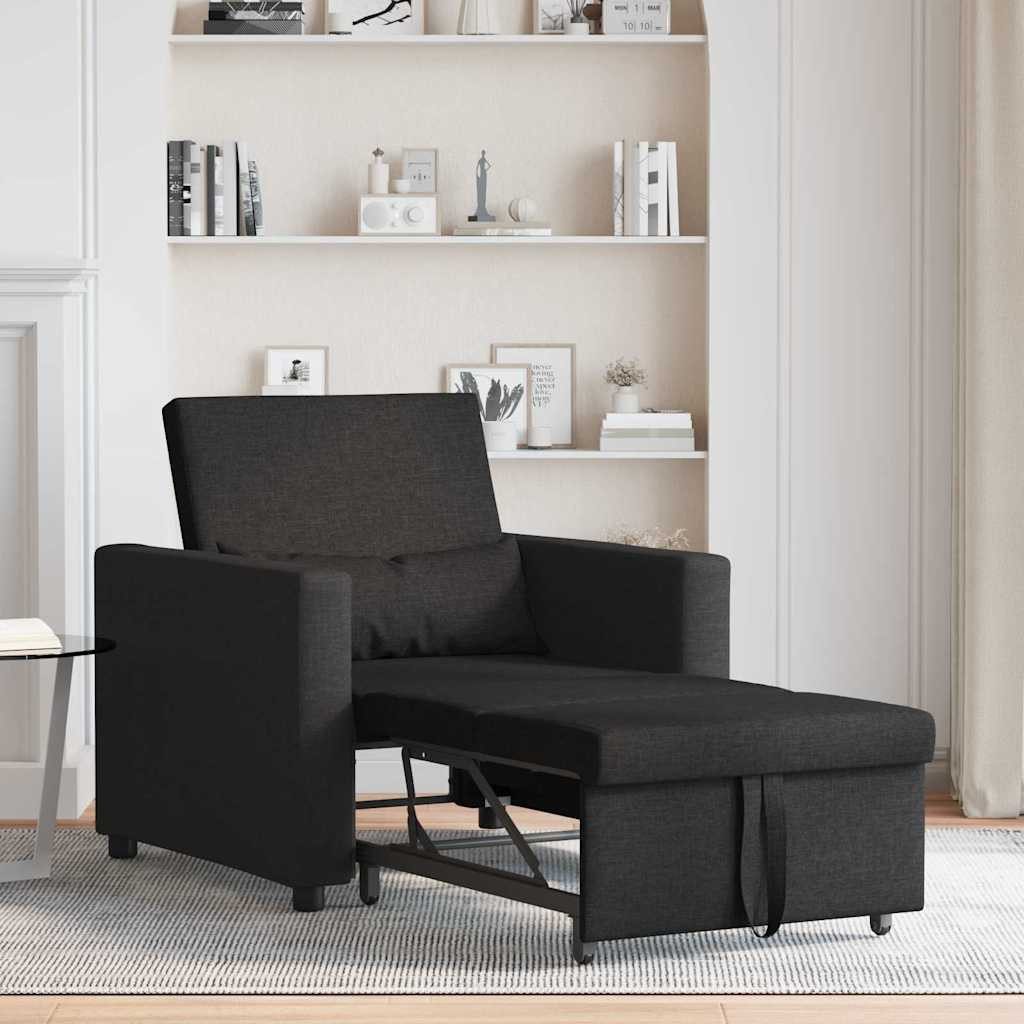 vidaXL Sessel Einzel-Schlafsofa mit Rädern Schwarz günstig online kaufen