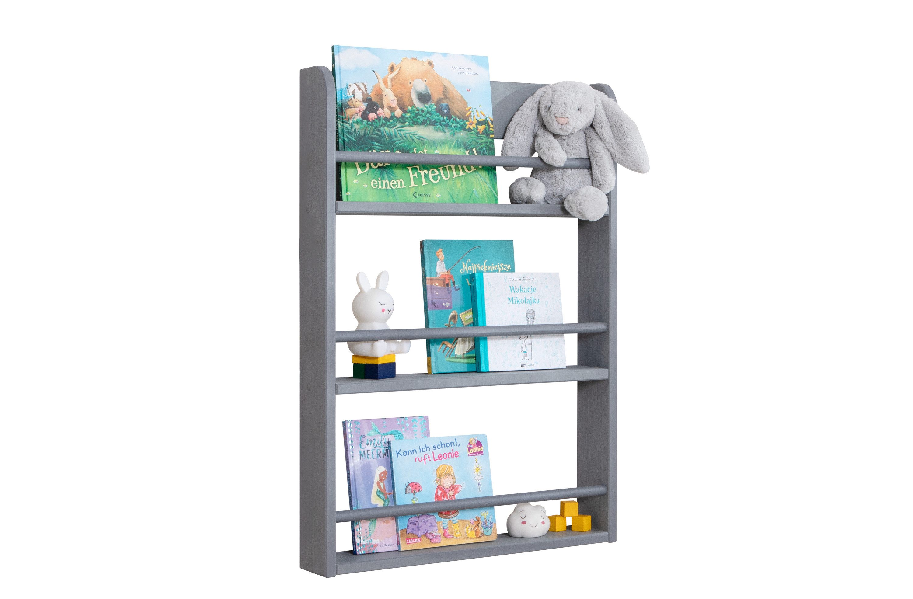 Ticaa Wandregal Kinder Bücherregal Toni 55x80 & 60x130, in verschiedenen Farben erhältlich
