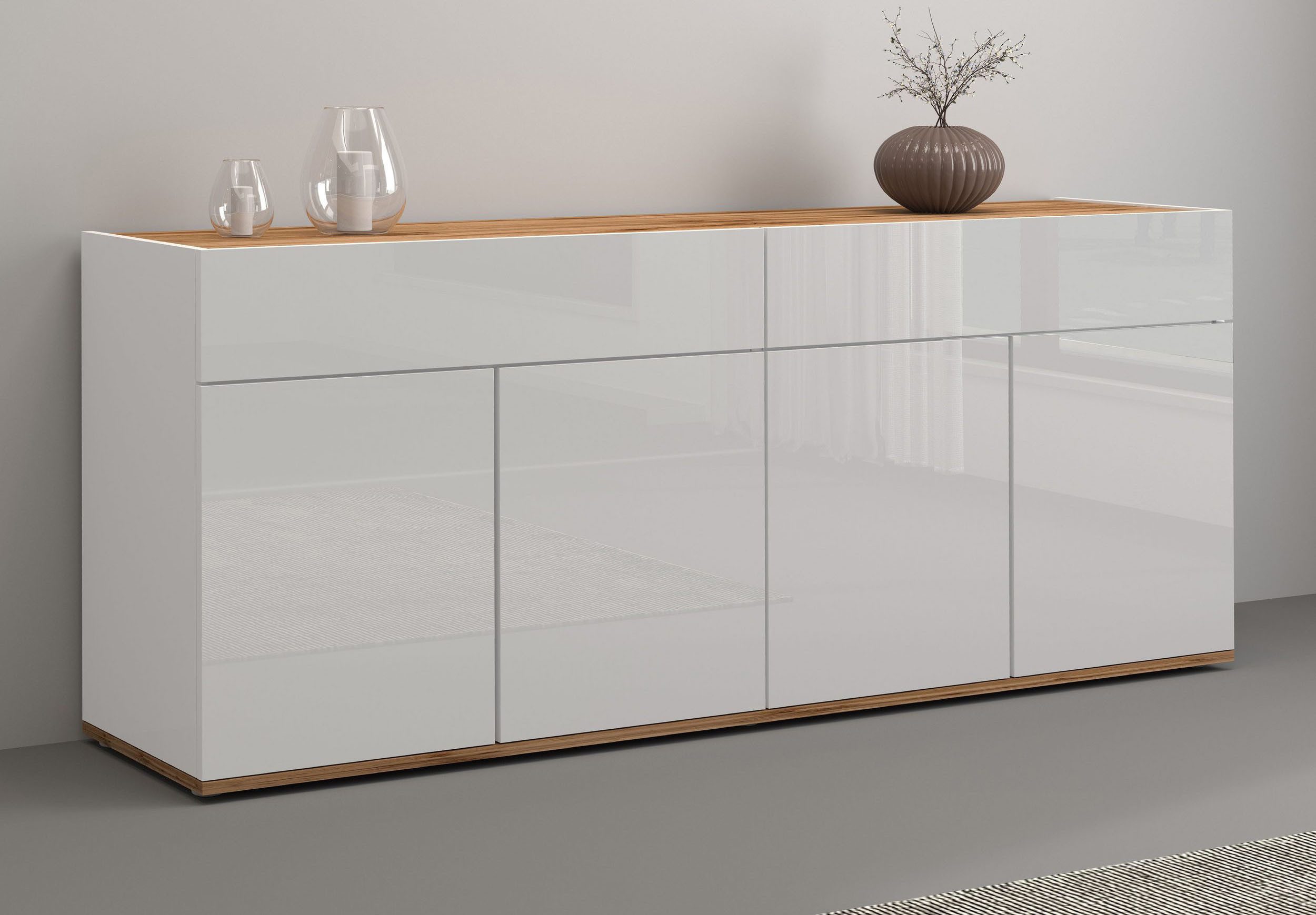 INOSIGN Sideboard Garda, Kommode, Schrank, Kredenz, 4 Türen, 2 Schubladen, grifflos Breite 160,1 cm