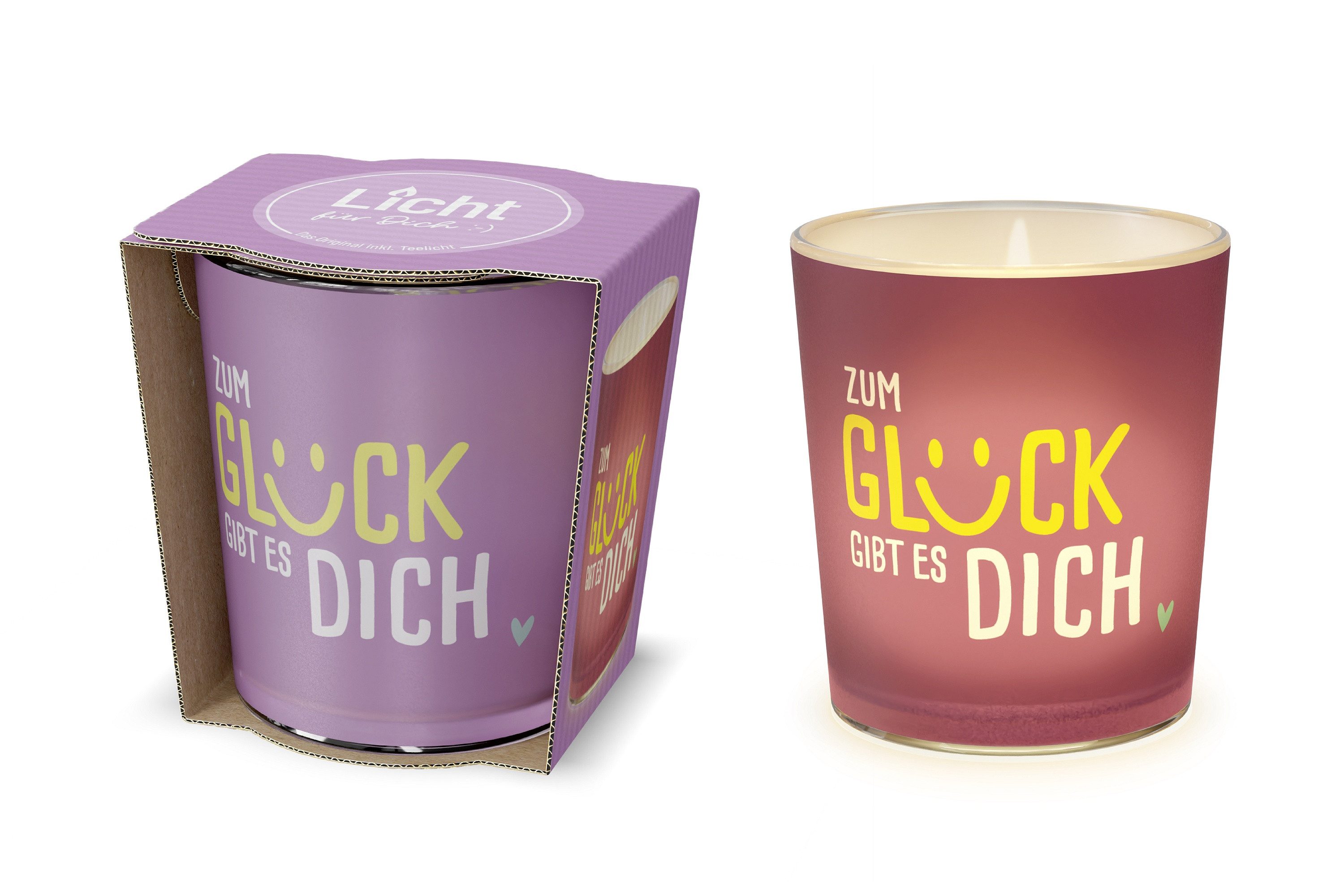 La Vida Teelichthalter Windlicht Glas Teelichthalter Teelicht Geschenk la vida Violett