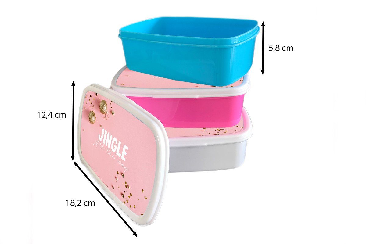 Kunststoff Rosa Snackbox, Gold, für Brotbox - Winter MuchoWow Kunststoff, Mädchen, Lunchbox (2-tlg), Erwachsene, Brotdose - Kinder,