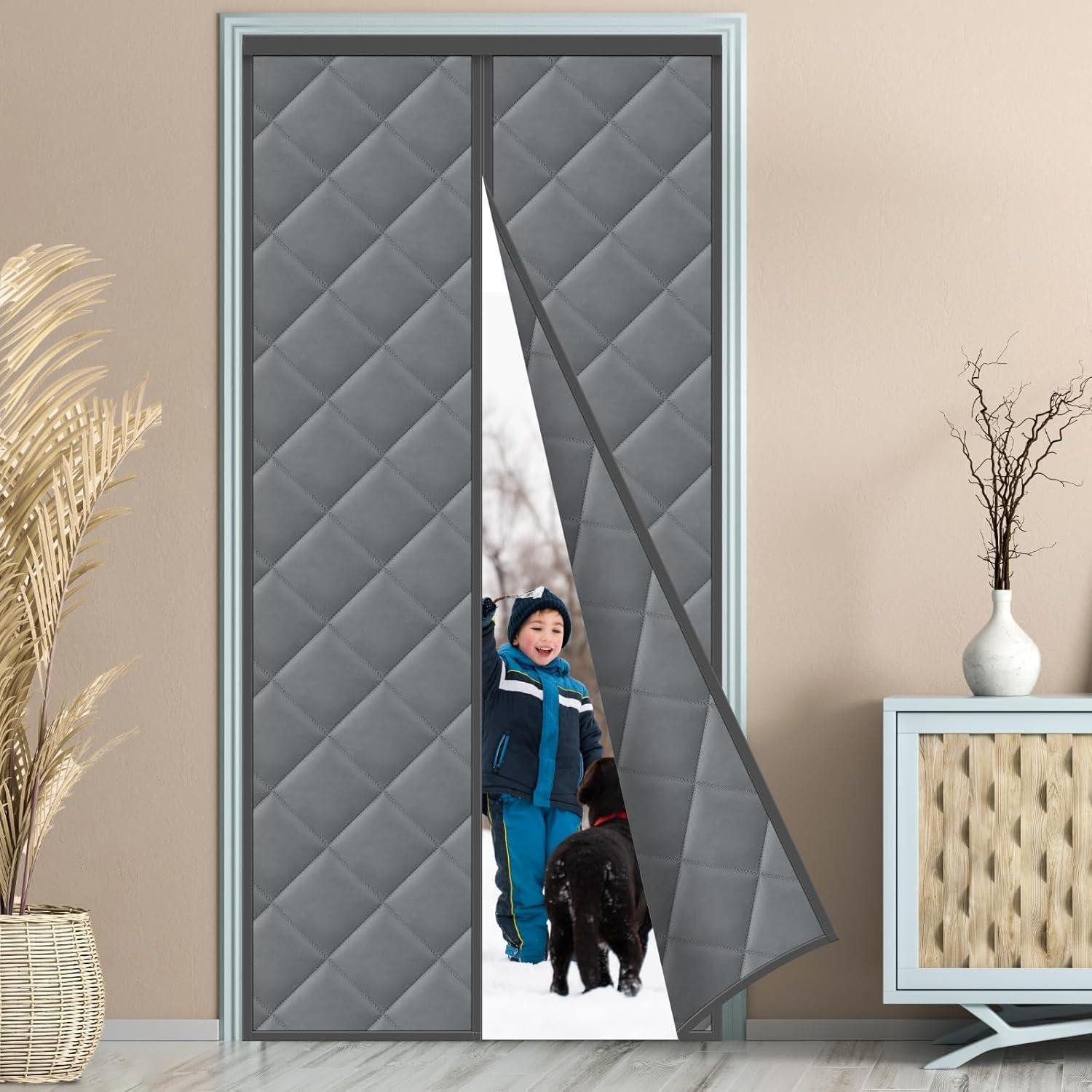 LuxusKollektion Moskitonetz Wärmeschutzvorhang Magnet Kälteschutz Wasserdicht 80x200cm Dunkelgrau