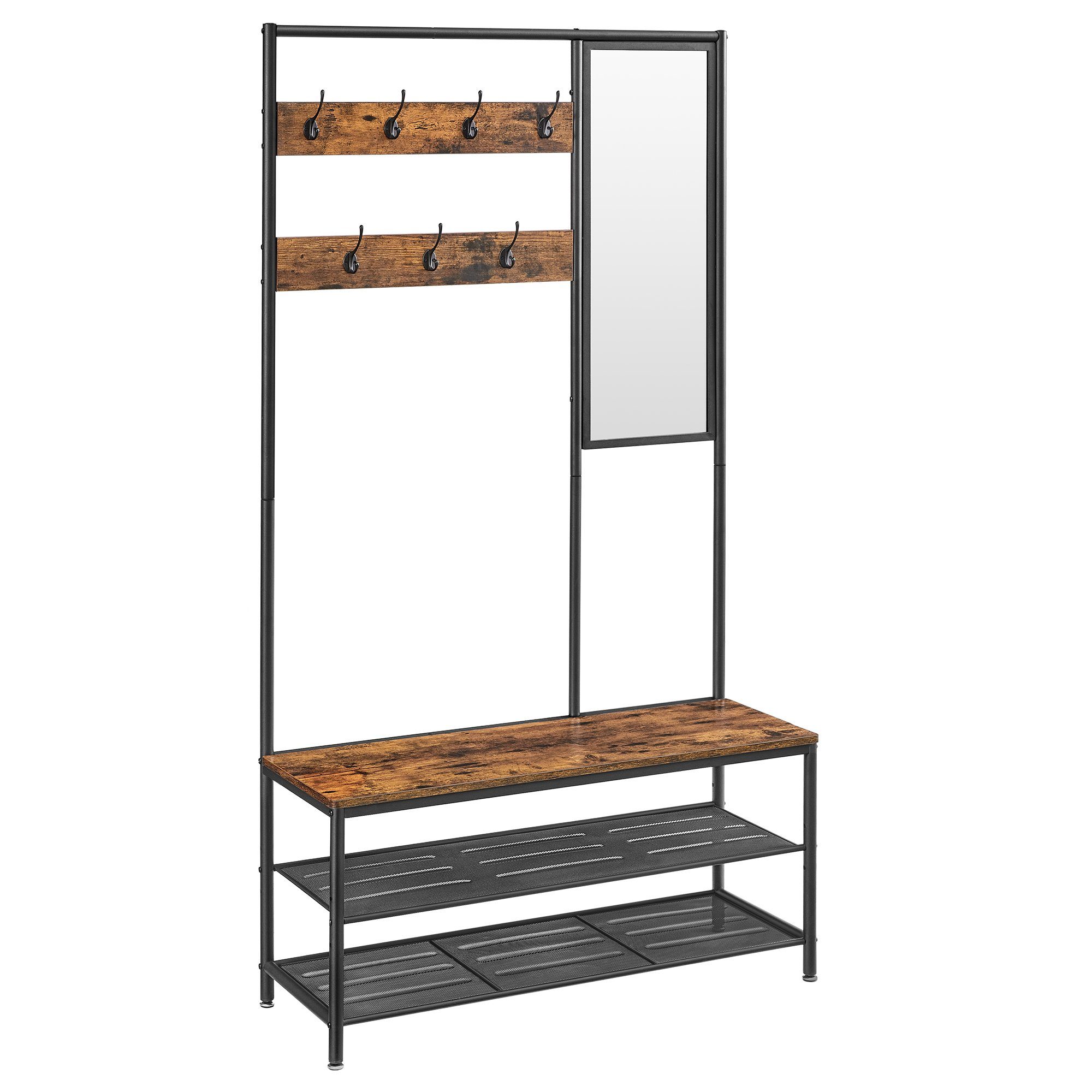 VASAGLE Garderobenständer Garderobe, mit 7 Haken, Spiegel, 35 x 98 x 180 cm günstig online kaufen