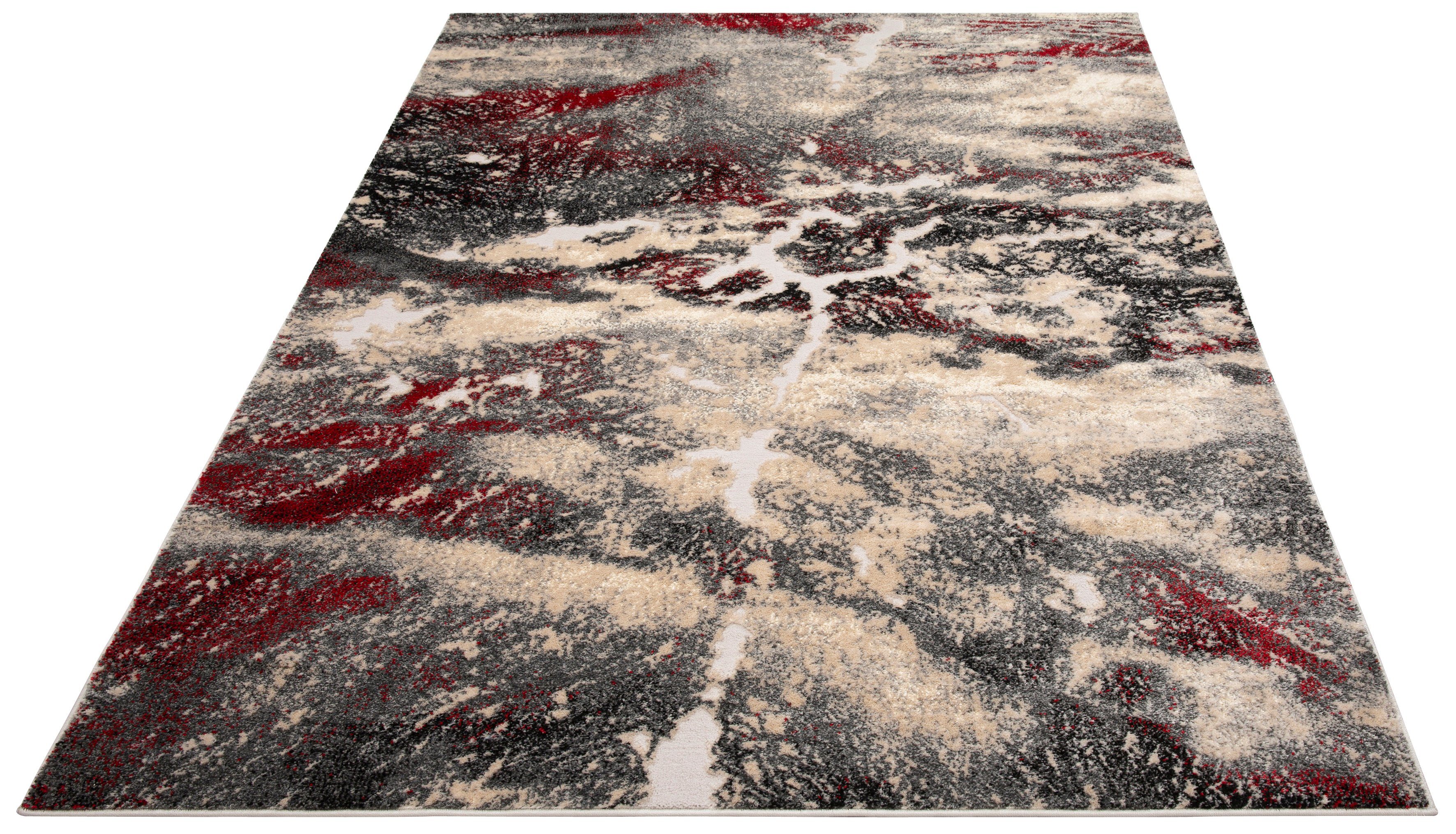 Teppich Dario, my home, modernes angenehme Marmor-Design, Höhe: Wende - Haptik, weich 12 rot mm, rechteckig, Teppich