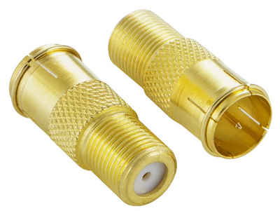 Poppstar SAT-Kabel, SAT F-Quickstecker (Coax Schnellverbinder: F-Buchse auf F-Stecker) Kupplung für Koaxialkabel - Antennenkabel, vergoldet