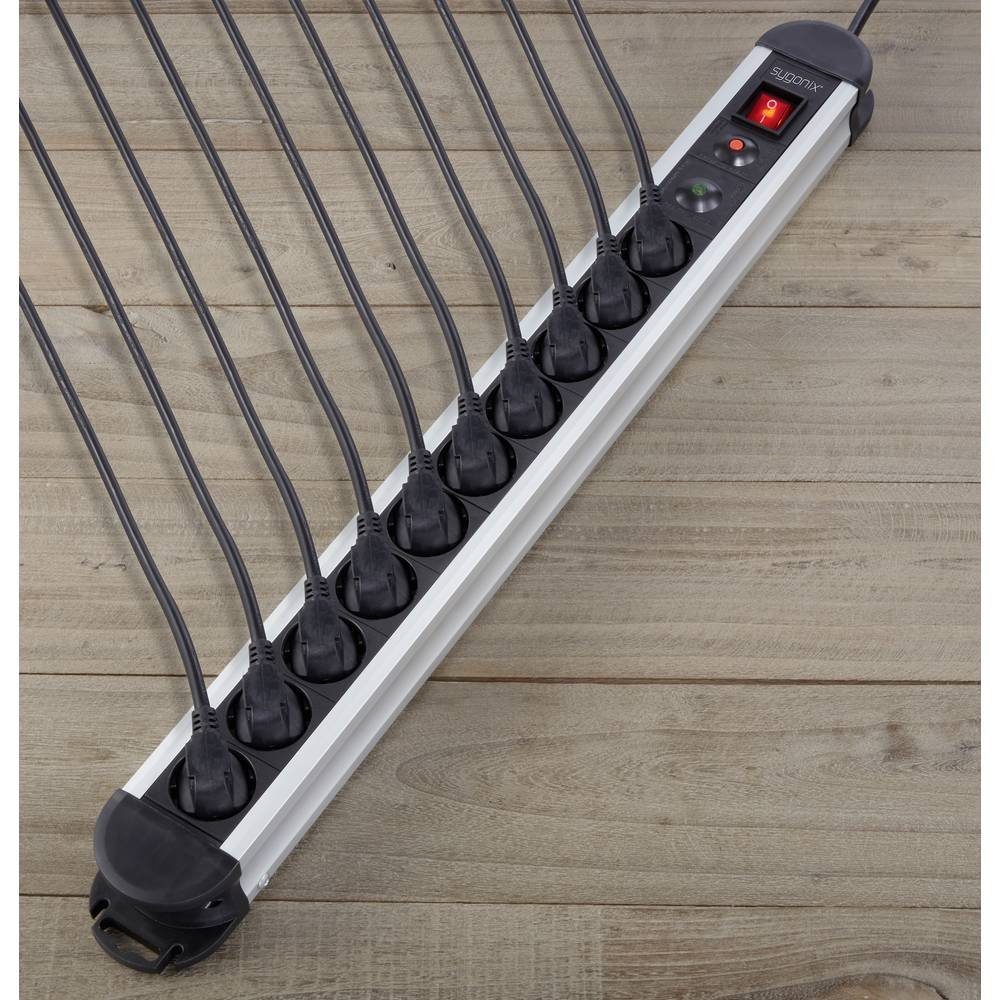 Sygonix 10fach Steckdosenleiste mit Überspannungsschutz SY-4755860 Steckdosenleiste, Steckdosen