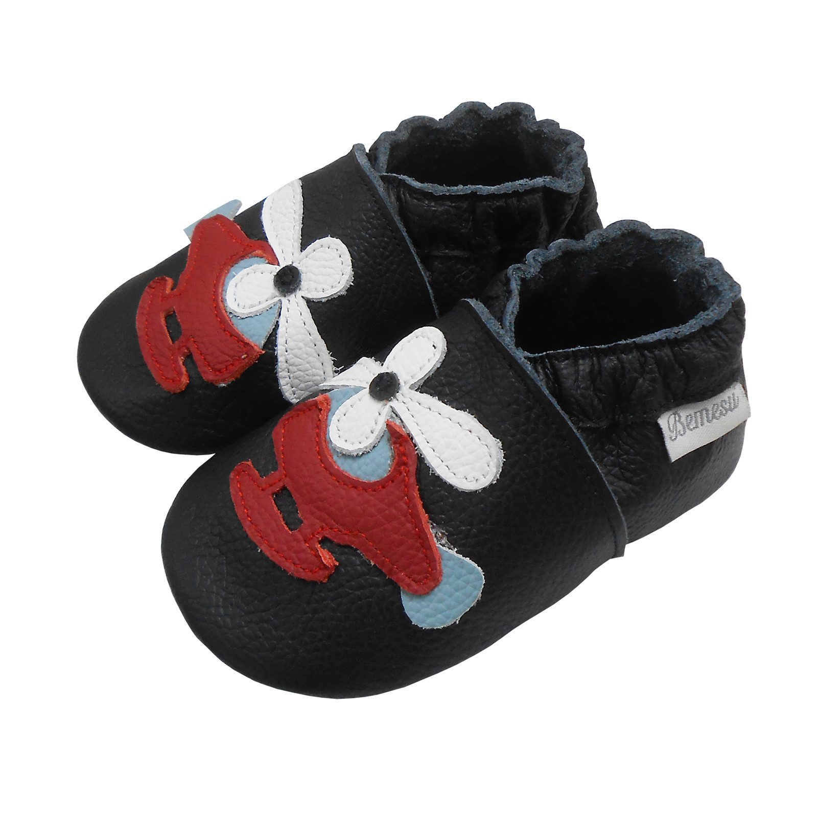 Bemesu Weiche Leder Krabbelschuhe Baby Lauflernschuh Lederpuschen Flugzeug Barfußschuh 100 % echtes Leder