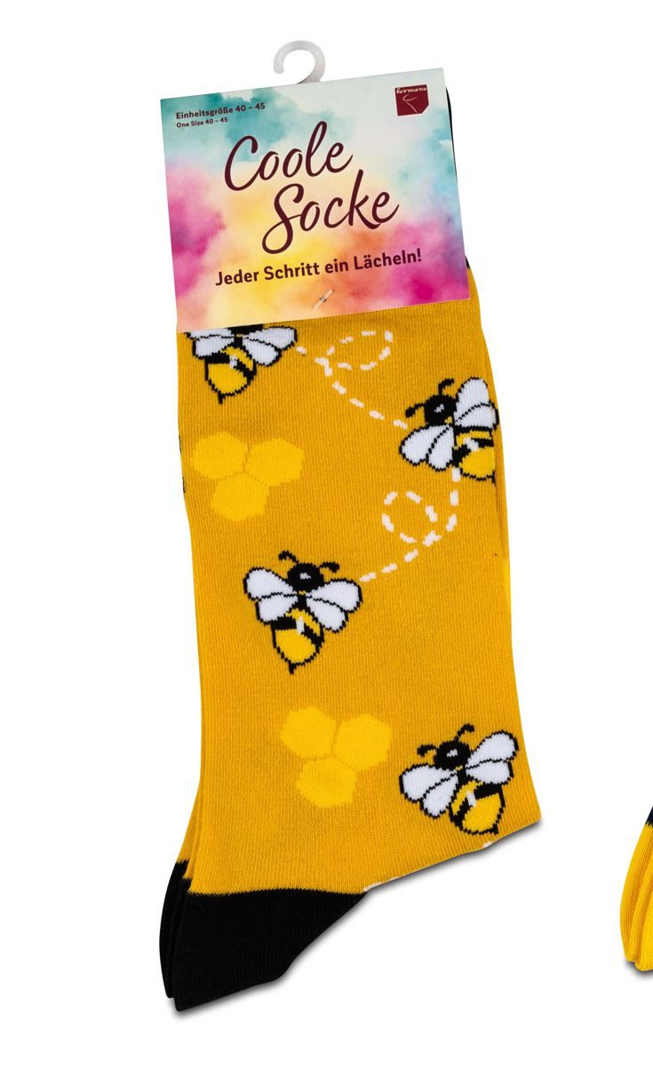 Socken Coole Socke Biene gelb - One Size 40 - 45