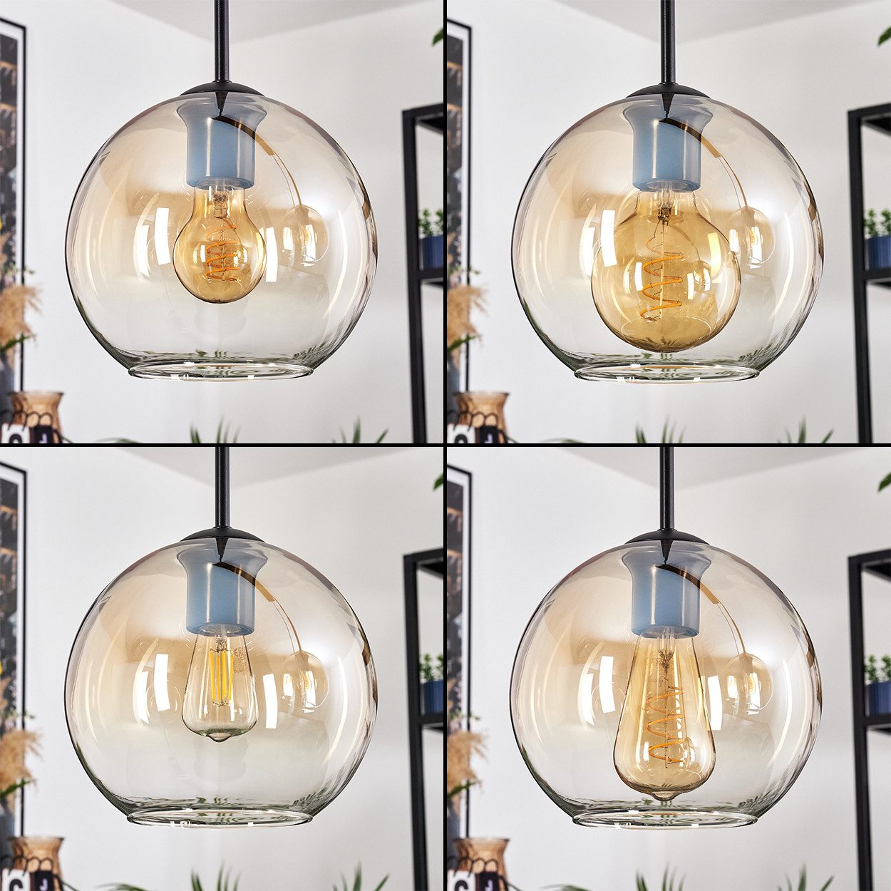 hofstein Hängeleuchte 3-flammige Hängelampe aus Metall/Glas in Schwarz/Bern günstig online kaufen