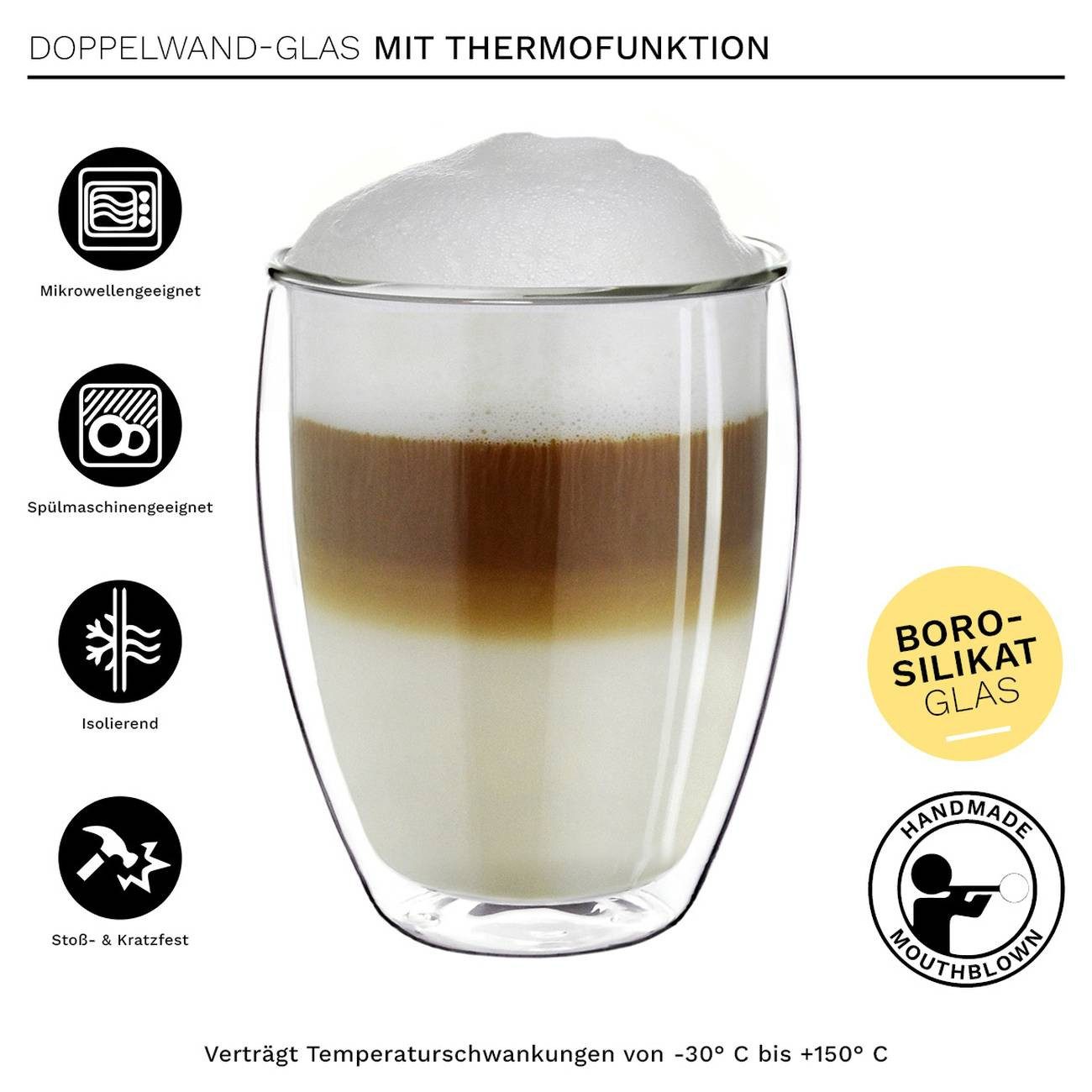 Creano Tee Doppelwandiges Thermoglas 2er-Set, 250ml inkl. 2x ErblühTeelini Weiß, 1 x 2 St.