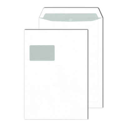 HTI-Living Briefumschlag Versandtasche weiß mit Fenster 250 St., haftkleben, Versandkuvert Großbrief