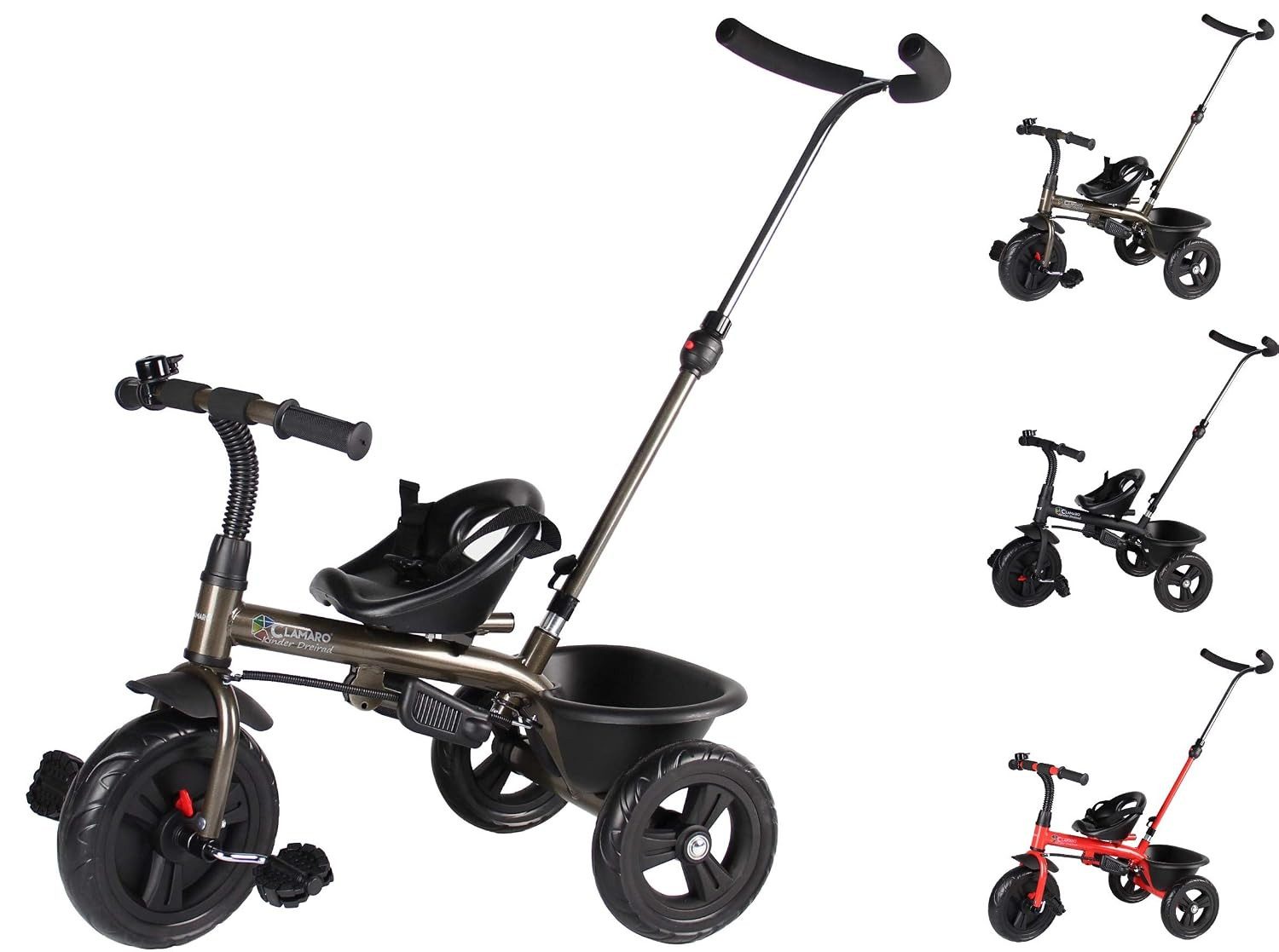 Clamaro Dreirad Kinder Dreirad 2in1 ab 1 Jahr Schwarz Matt Clamaro 'Buttler Basic'