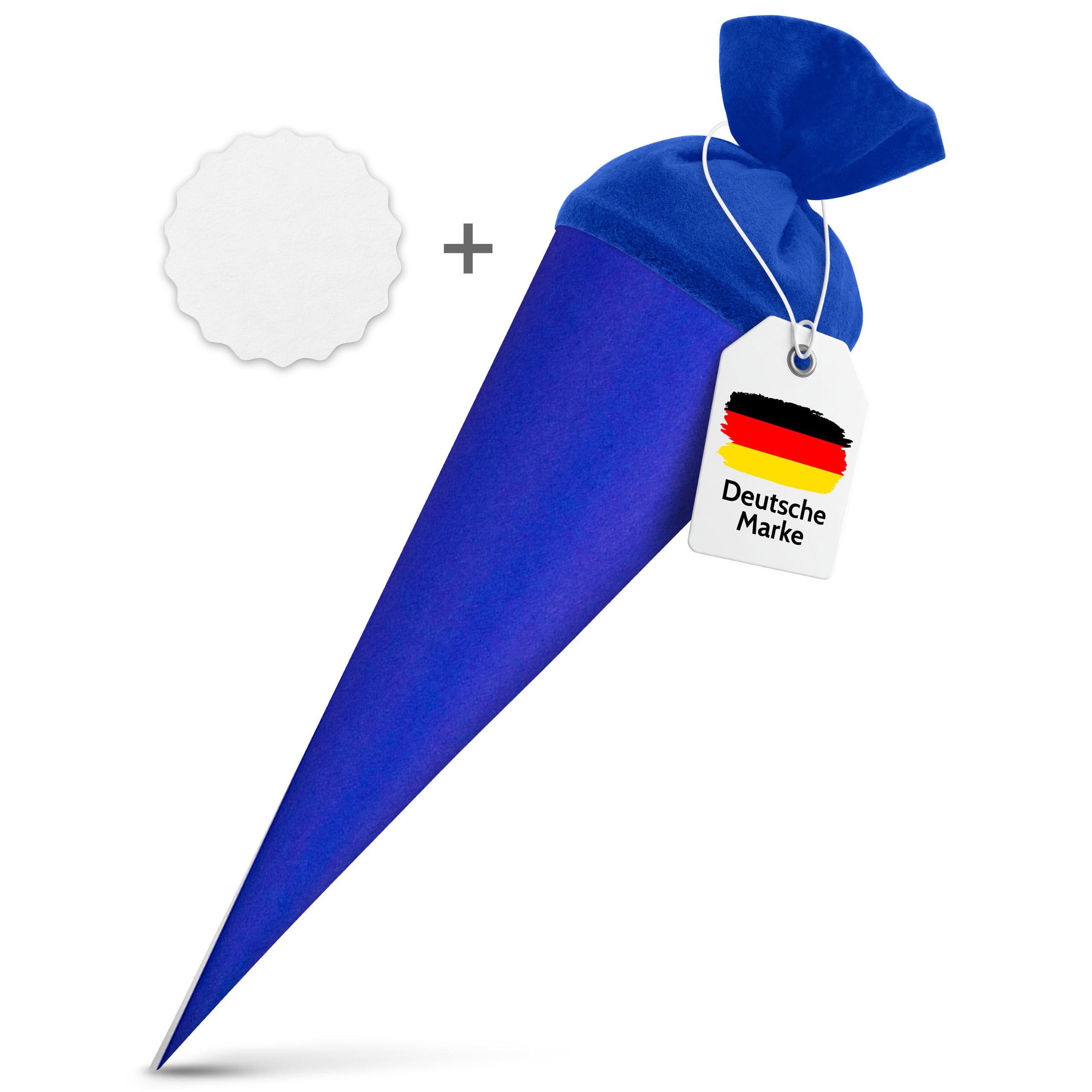 itenga Schultüte itenga Set Blau Schultüte Rohling 70 cm rund + Namensschild Stern (Mot