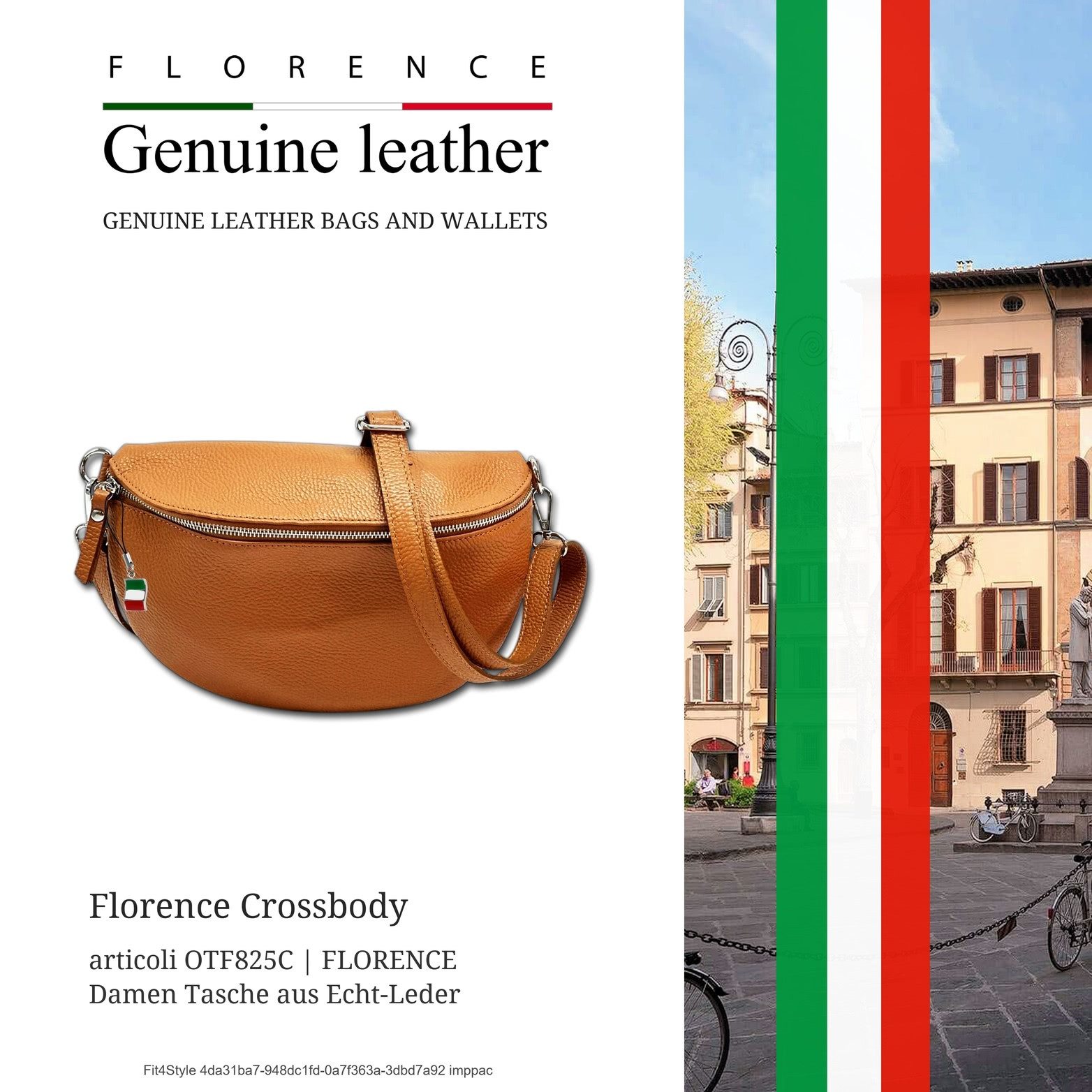 FLORENCE Gürteltasche Florence Echtleder Bauchtasche groß (Gürteltasche, Gürteltasche), Damen Tasche Echtes Leder tan, hellbraun, Made-In Italy