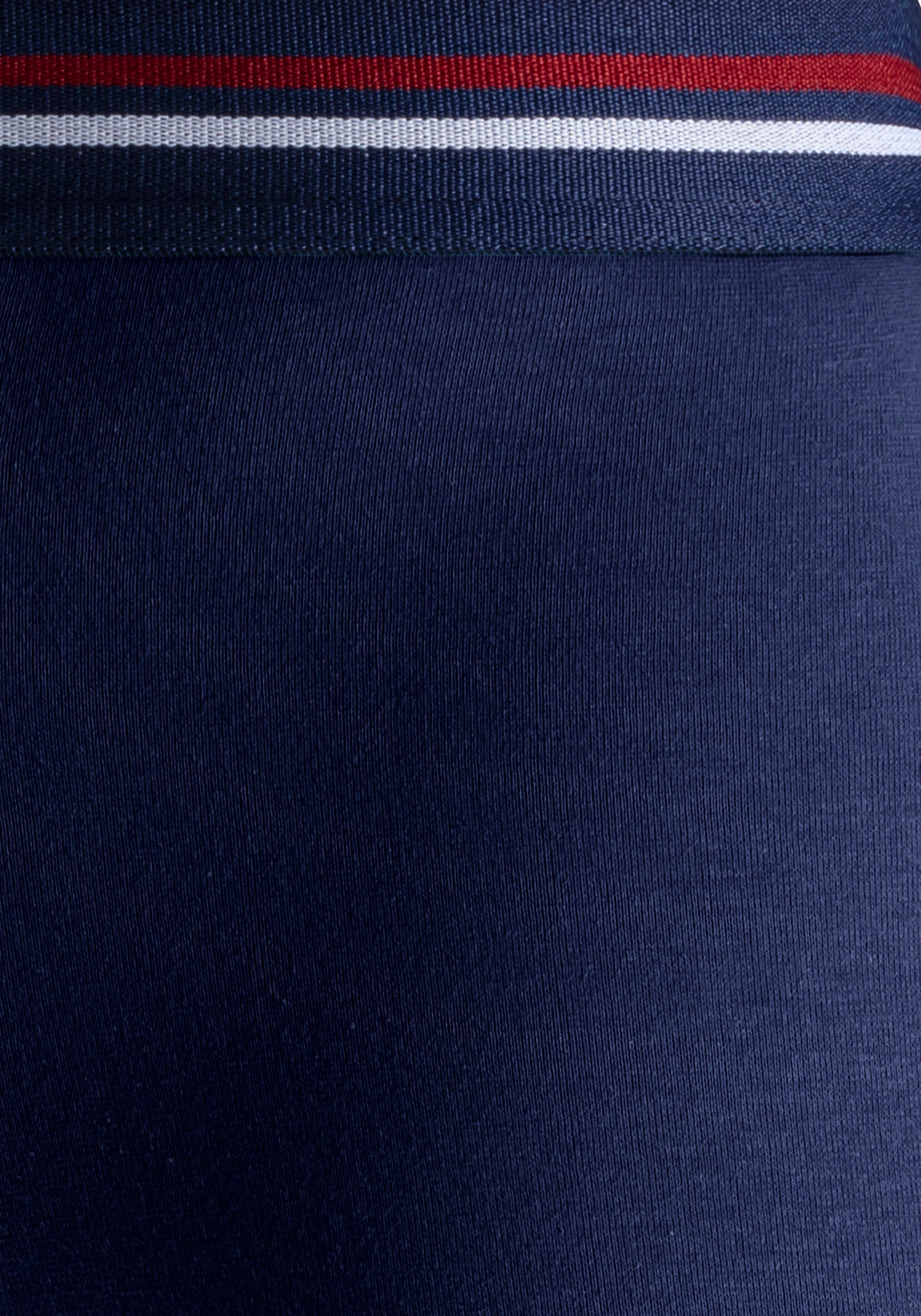 H.I.S Boxer (Packung, 5-St) weiß mit im Markenlogo hellblau, und navy, schwarz, Streifen blau, Bund