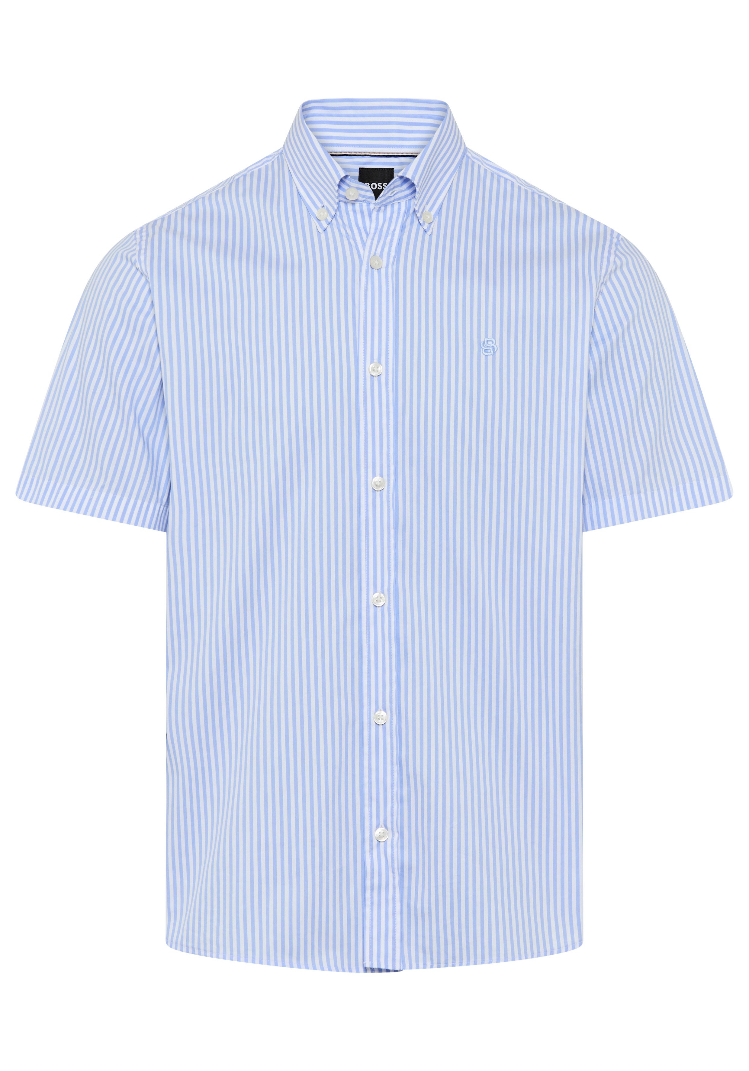 BOSS Kurzarmhemd Button-down-Kragen Regular Fit, Baumwollmix