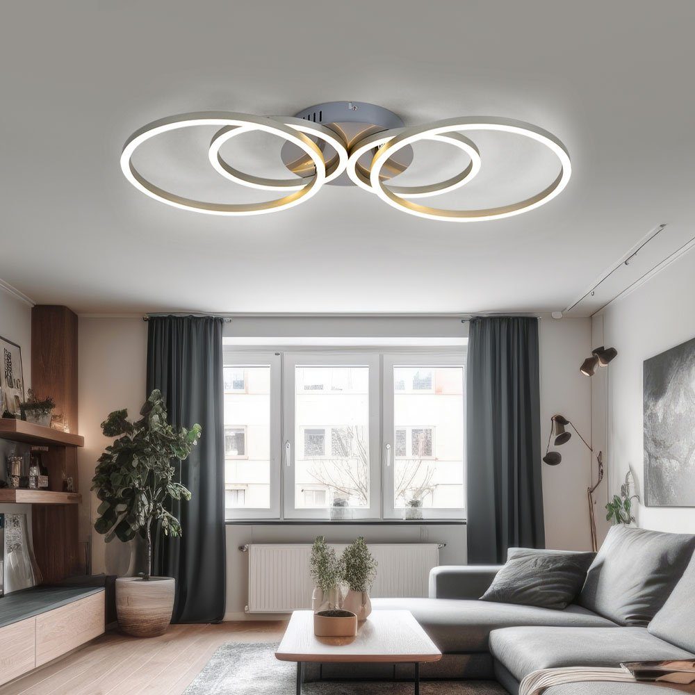 Ringe etc-shop Wohnzimmerlampe Warmweiß, modern Deckenlampe verstellbar LED LED verbaut, Deckenleuchte, fest LED-Leuchtmittel