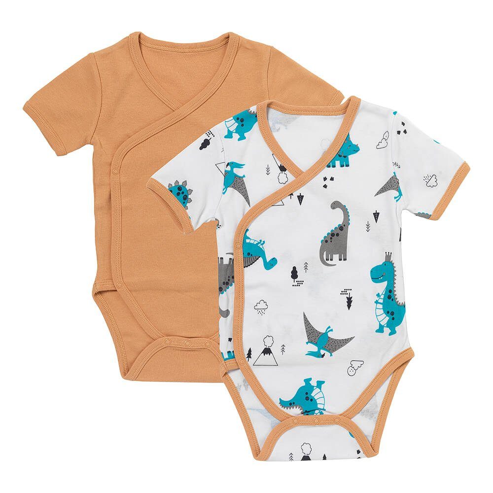 Schlummersack Langarmwickelbody Bio Baby-Wickelbodys kurzarm 2er-Pack Jurassic zertifiziert OEKO-TEX