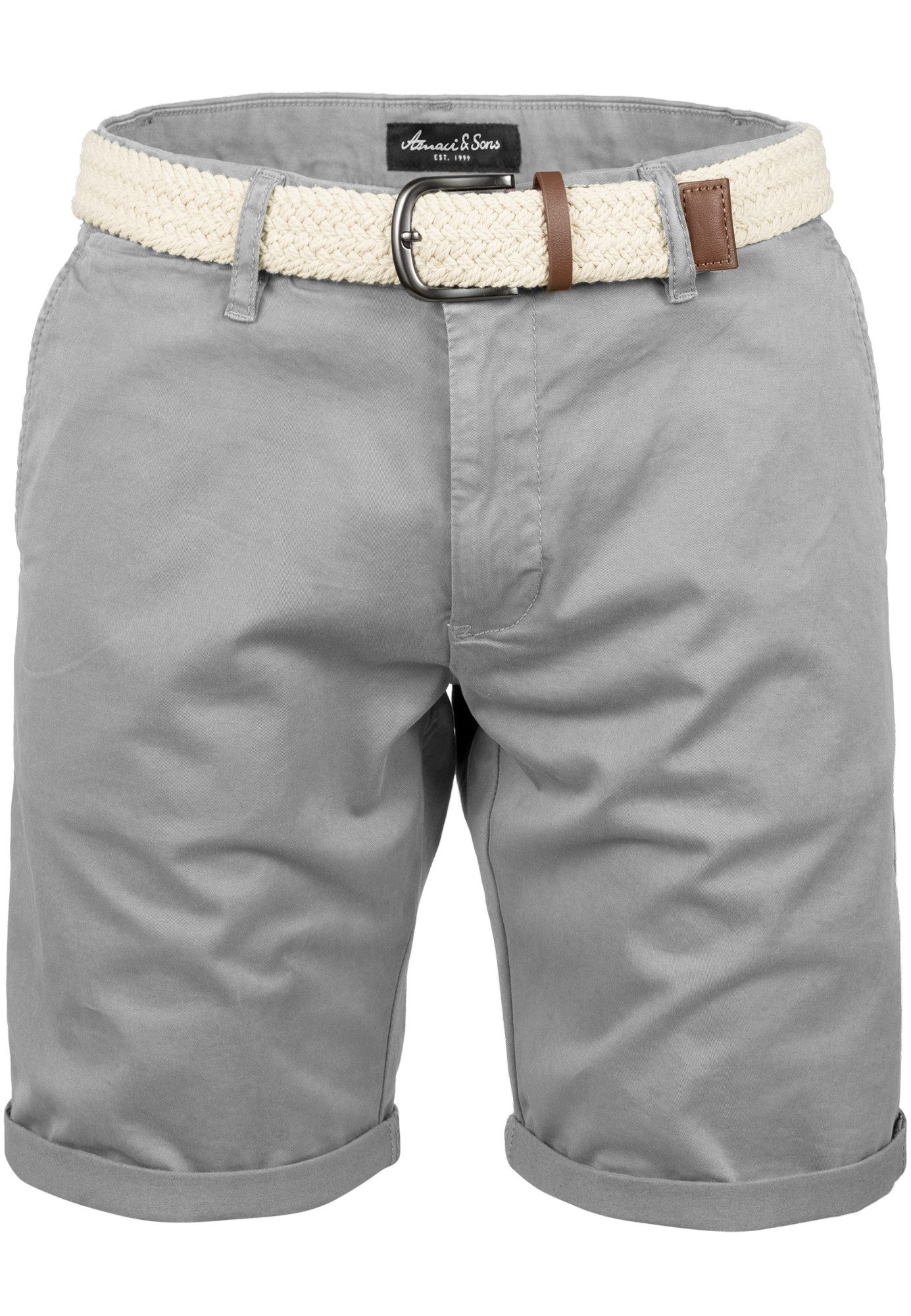 Amaci&Sons Chinoshorts BERWYN Chinoshort inkl. Gürtel Herren Bermuda Short Hose Regular Fit inkl. Gürtel