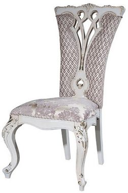 Casa Padrino Esszimmerstuhl Luxus Barock Esszimmer Stuhl Set Lila / Beige / Weiß / Gold 57 x 65 x H. 113 cm - Küchen Stühle 6er Set - Prunkvolle Barock Esszimmer Möbel