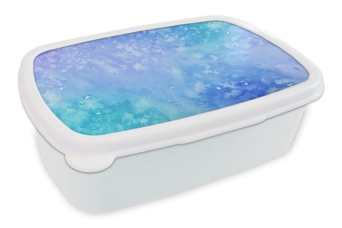 MuchoWow Lunchbox Aquarell - Blau - Lila - Hellblau, Kunststoff, (2-tlg), Brotbox für Kinder und Erwachsene, Brotdose, für Jungs und Mädchen weiß