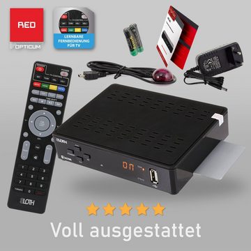 RED OPTICUM Sloth S1 ultra mit lernbarer Fernbedienung SAT-Receiver (PVR Aufnahmefunktion, HD 1080p, HDMI, LAN, USB, S/PDIF, 12V Netzteil)