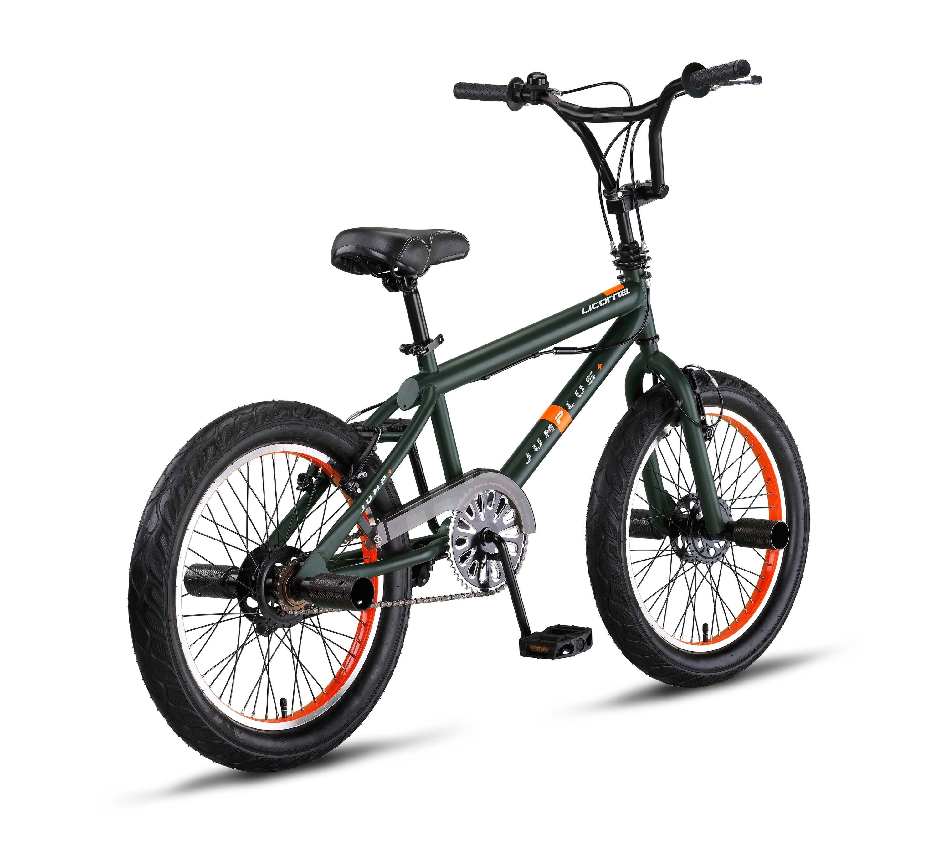 Licorne Bike BMX-Rad Licorne Gang Stahl Premium BMX Schwarz/Lime 4 1 Bike Pegs, 360° Jump Rotor-System
