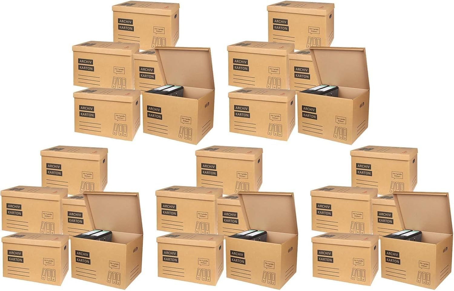 BURI Aufbewahrungsbox 25x Archivkarton Aktenordner Umzugskarton Aktenkarton Aufbewahrung (25 St)