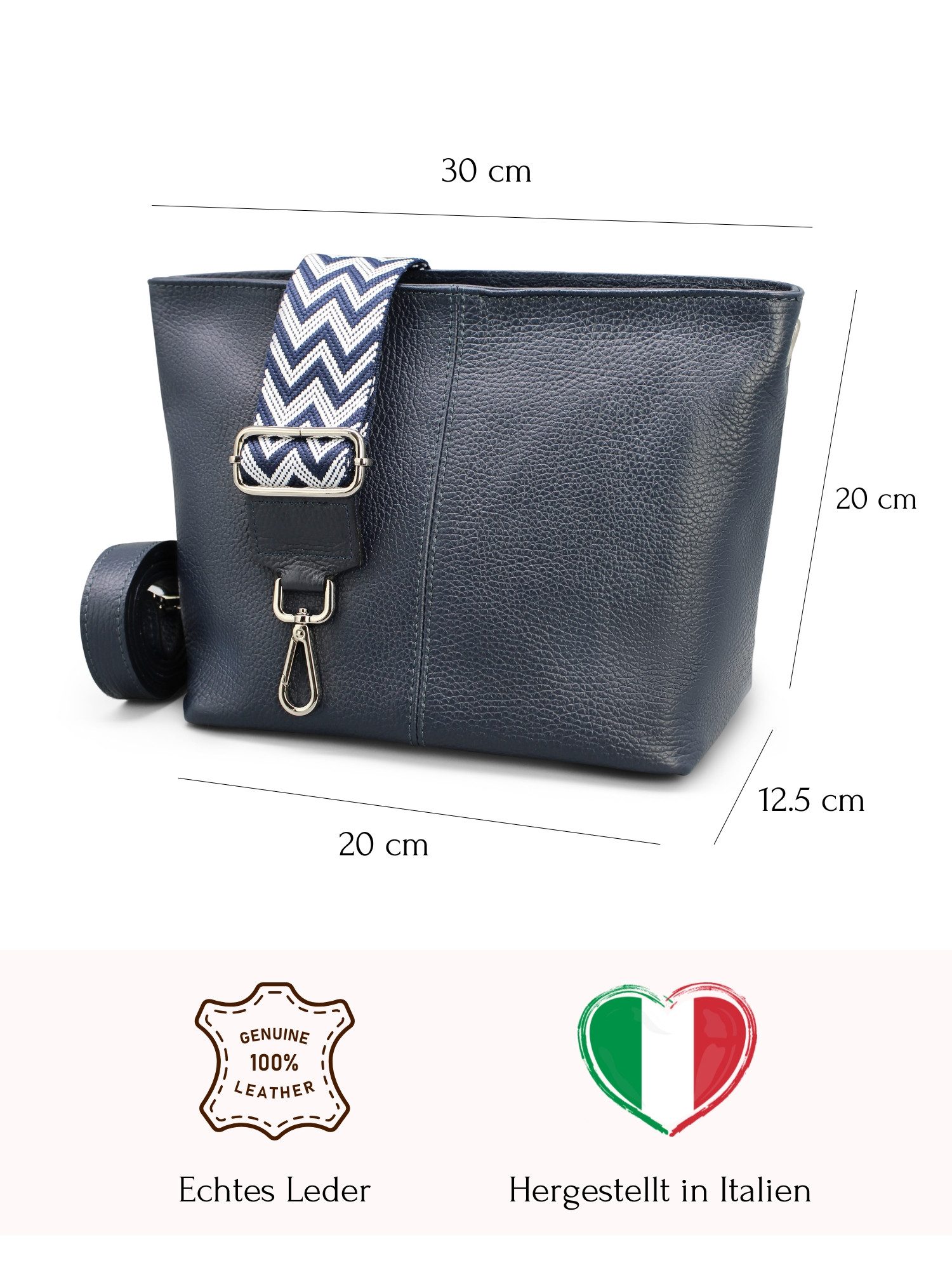 Adel Bags Schultertasche Vera Echt Leder Umhängetasche mit Innenfächern – 10 Farben, echtes Leder