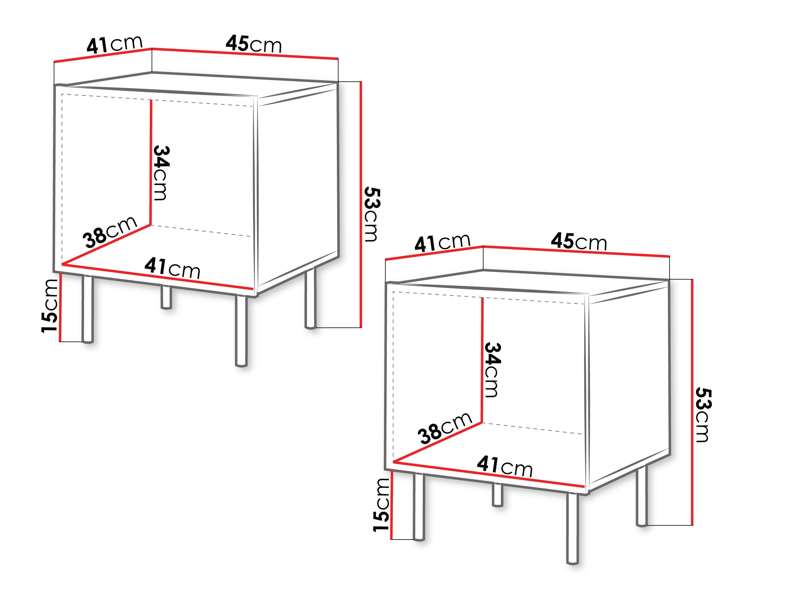 MIRJAN24 Nachttisch Tacos (2er-Set, mit Drehtür), Polierter Spiegel