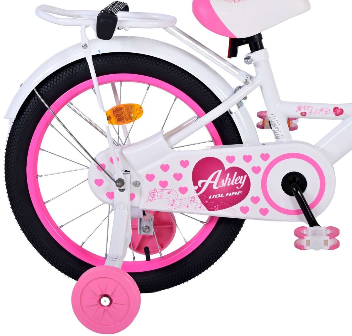Volare Kinderfahrrad 18 Zoll Kinder Mädchen Fahrrad Mädchenfahrrad Rad Bike Ashley 31830, 1 Gang, Rücktrittbremse, Gepäckträger, Stützräder, Korb, Seitenständer