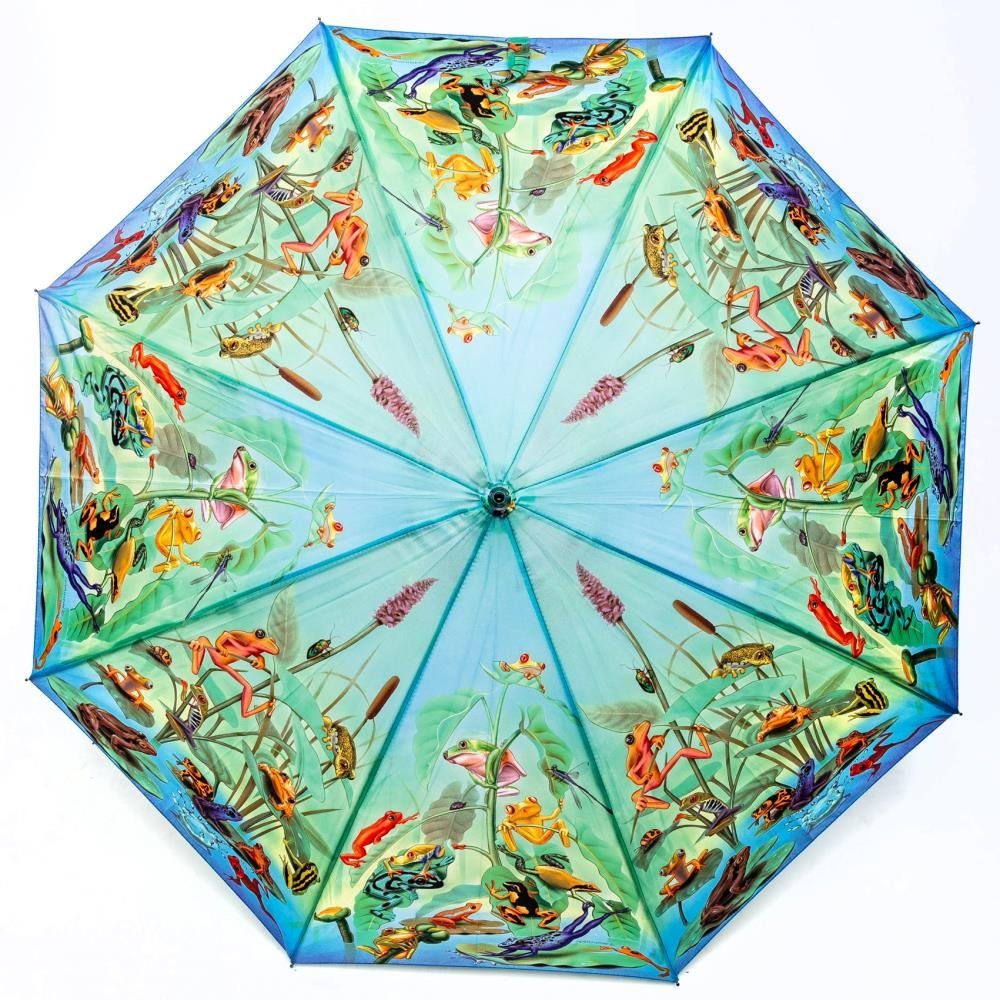 Luckyweather not just any other day Stockregenschirm Regenschirm FROG FAMILY Auf-Automatik Stockschirm Froschfamilie