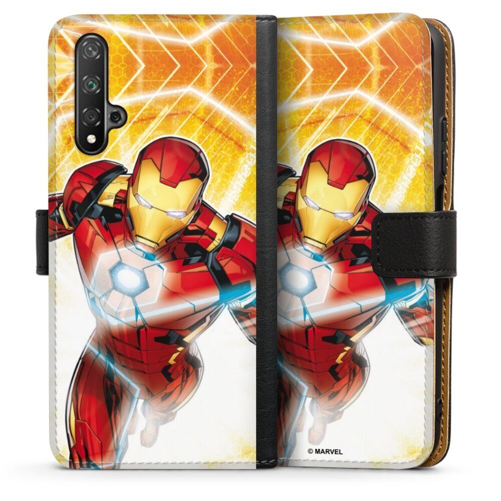DeinDesign Handyhülle Iron Man on Fire, Huawei Nova 5T Hülle Handy Flip Case Wallet Cover Handytasche Leder
