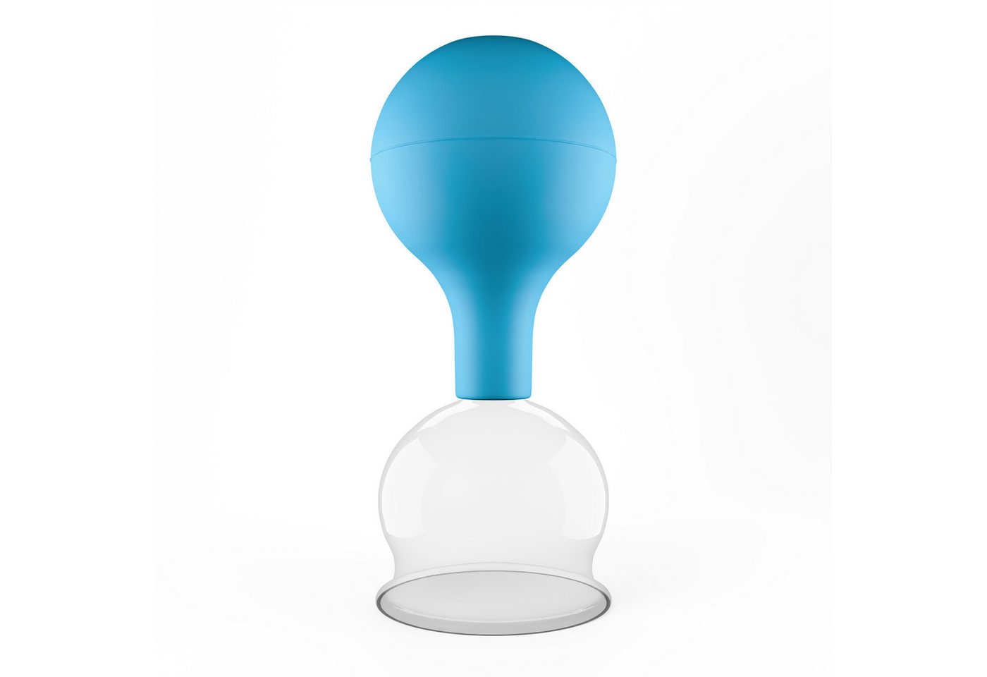 pulox Vakuum-Massager Schröpfglas aus Echtglas mit Saugball - Diverse Farben und Größen, 52mm Blau
