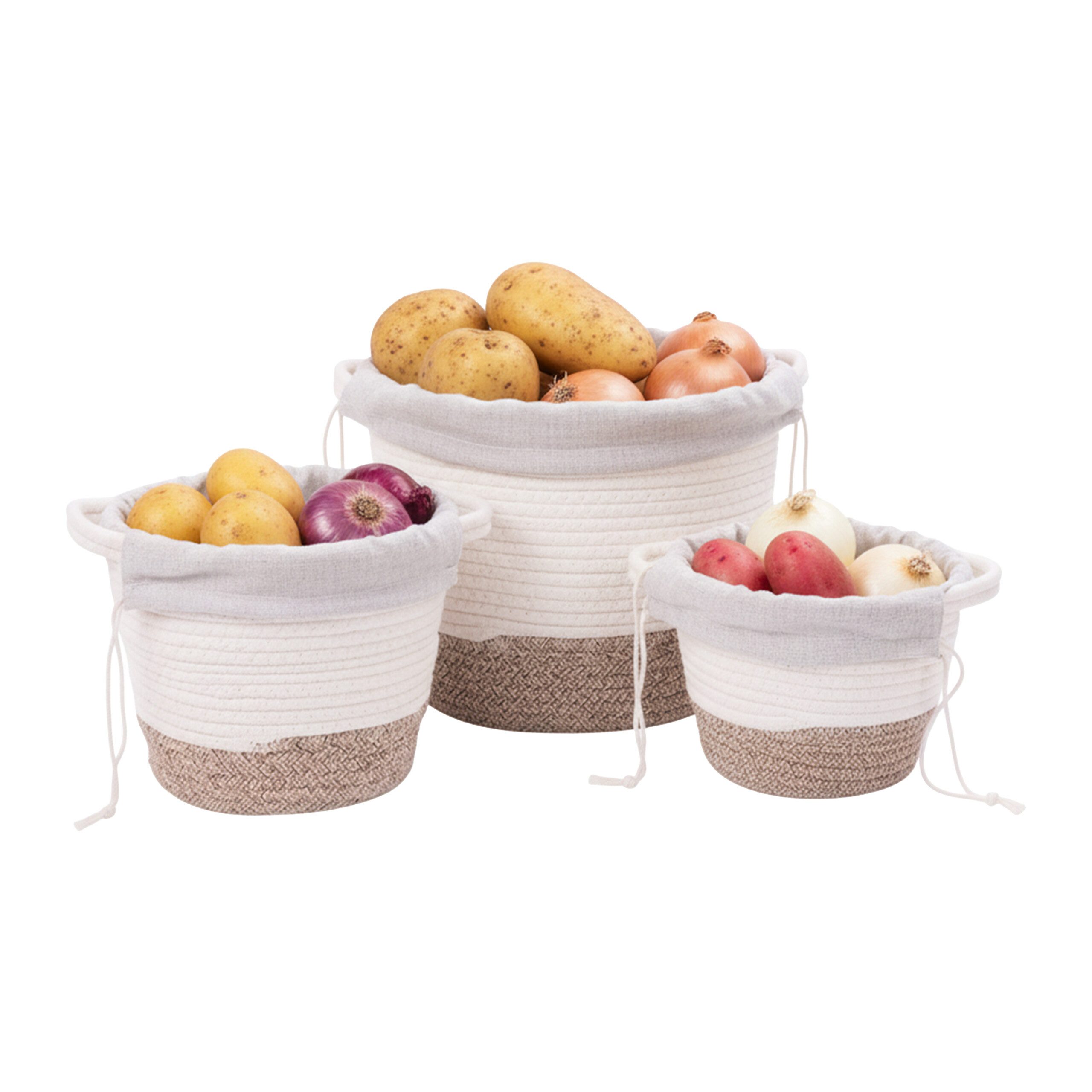 relaxdays Gemüsebeutel Kartoffel Aufbewahrung im 3er Set, Baumwolle, (3-tlg)