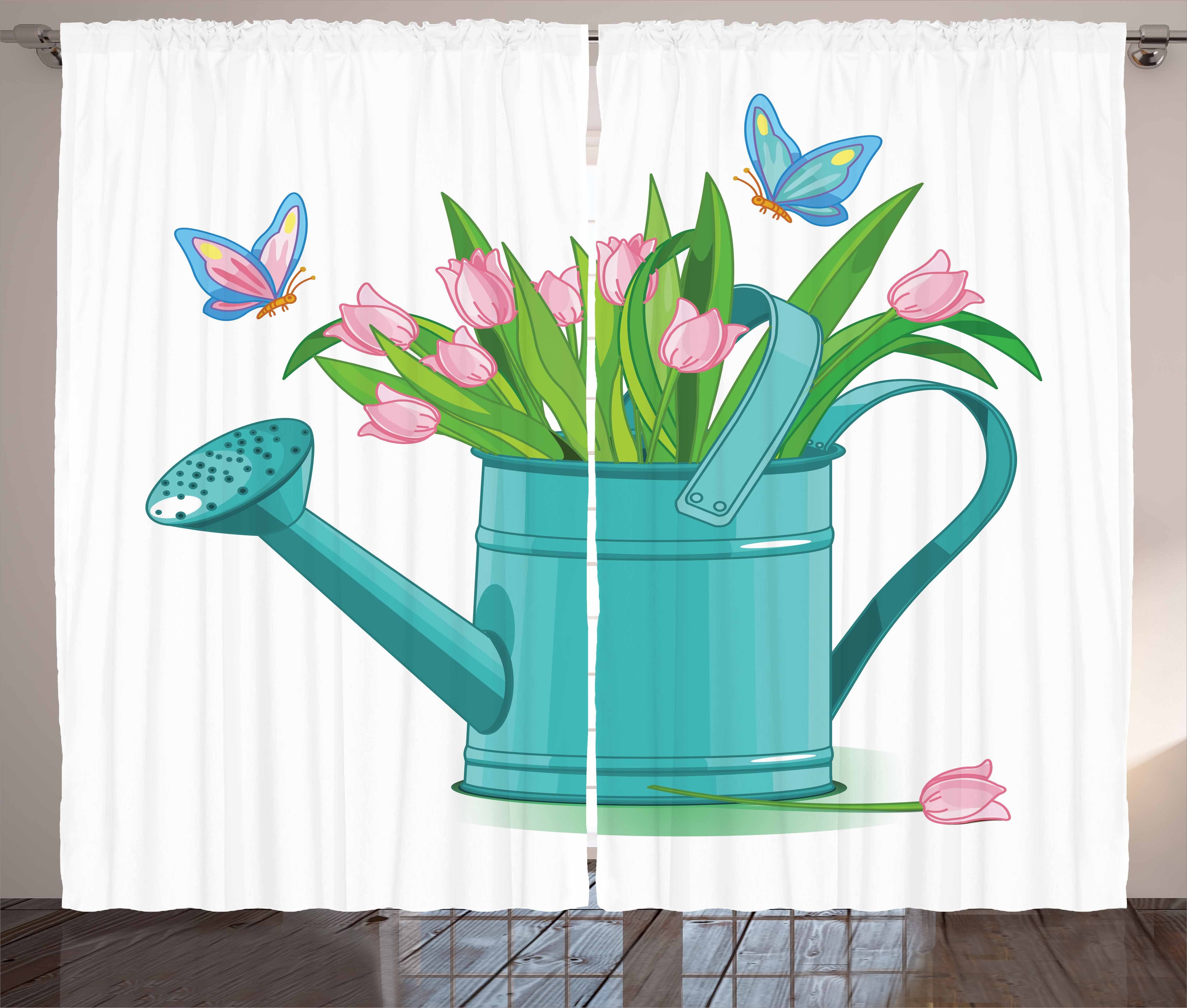 Garten Vorhang mit Tulpen Blumen Gardine der Haken, Kräuselband Abakuhaus, Schlaufen Blumenstrauß Schlafzimmer und