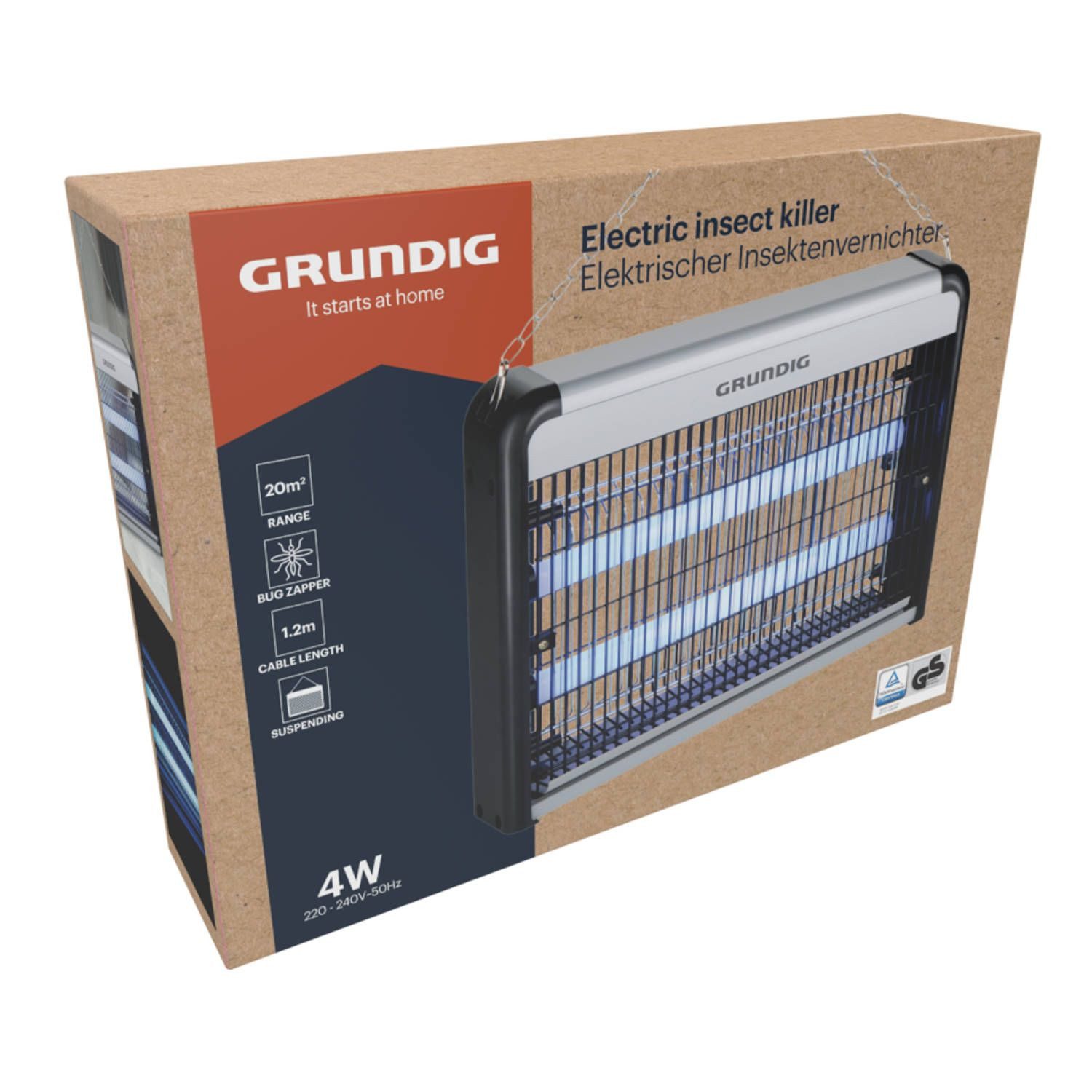 Grundig Fliegenklatsche Mückenabwehr Insektenfalle UV Mückenlampe Moskito inkl. Aufhängekette