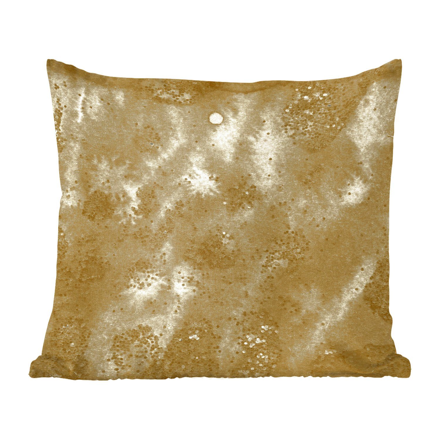 MuchoWow Dekokissen Glitter - Gold - Abstrakt, Zierkissen mit Füllung für Wohzimmer, Schlafzimmer, Deko, Sofakissen