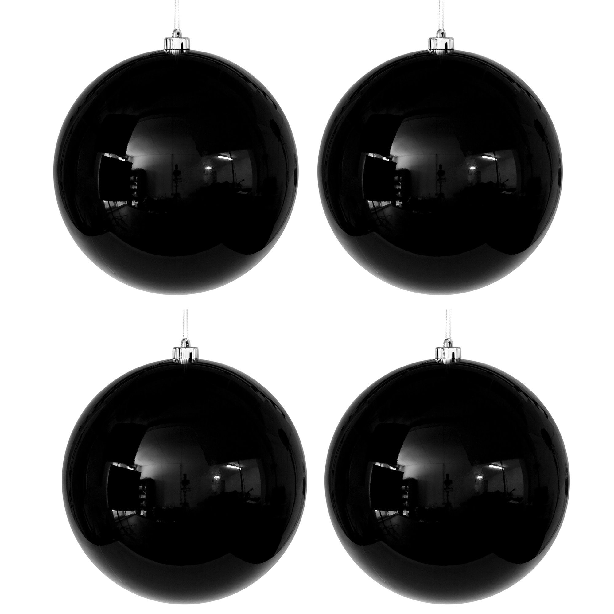 Annastore Weihnachtsbaumkugel Schwarze Weihnachtskugeln aus Kunststoff für  den Außenbereich (4 St), Christbaumkugeln, EXTRA ROBUST