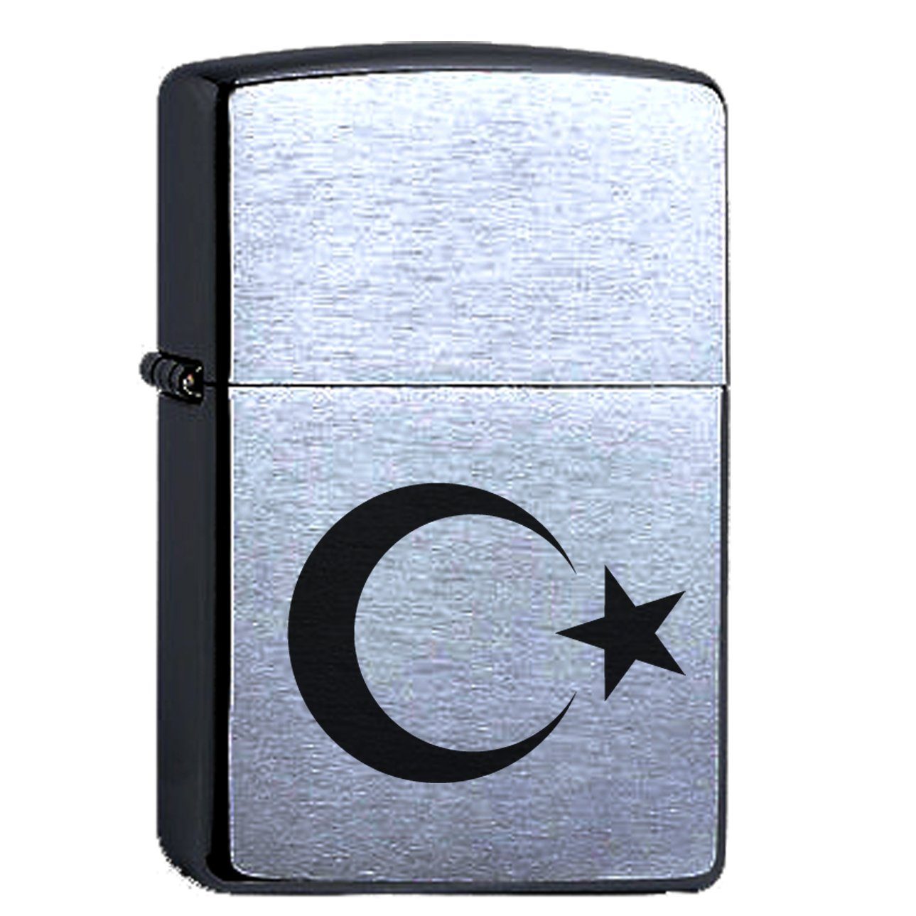 Feuerzeuge Zippo Feuerzeug mit Gravur Türkei Halbmond und Stern Chrome Brushed