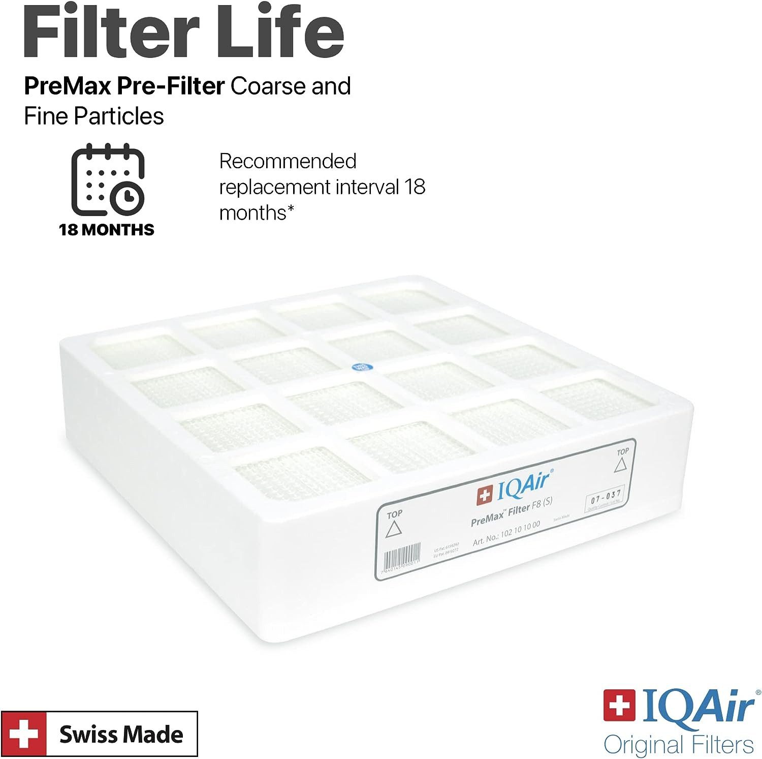 IQAir Ersatzfilter für IQAir HealthPro Raumluftreiniger - PreMax Vor-Filter F8, Zubehör für HealthPro Series, Filter 1/3 gegen Tierhaare, Staub, Pollen