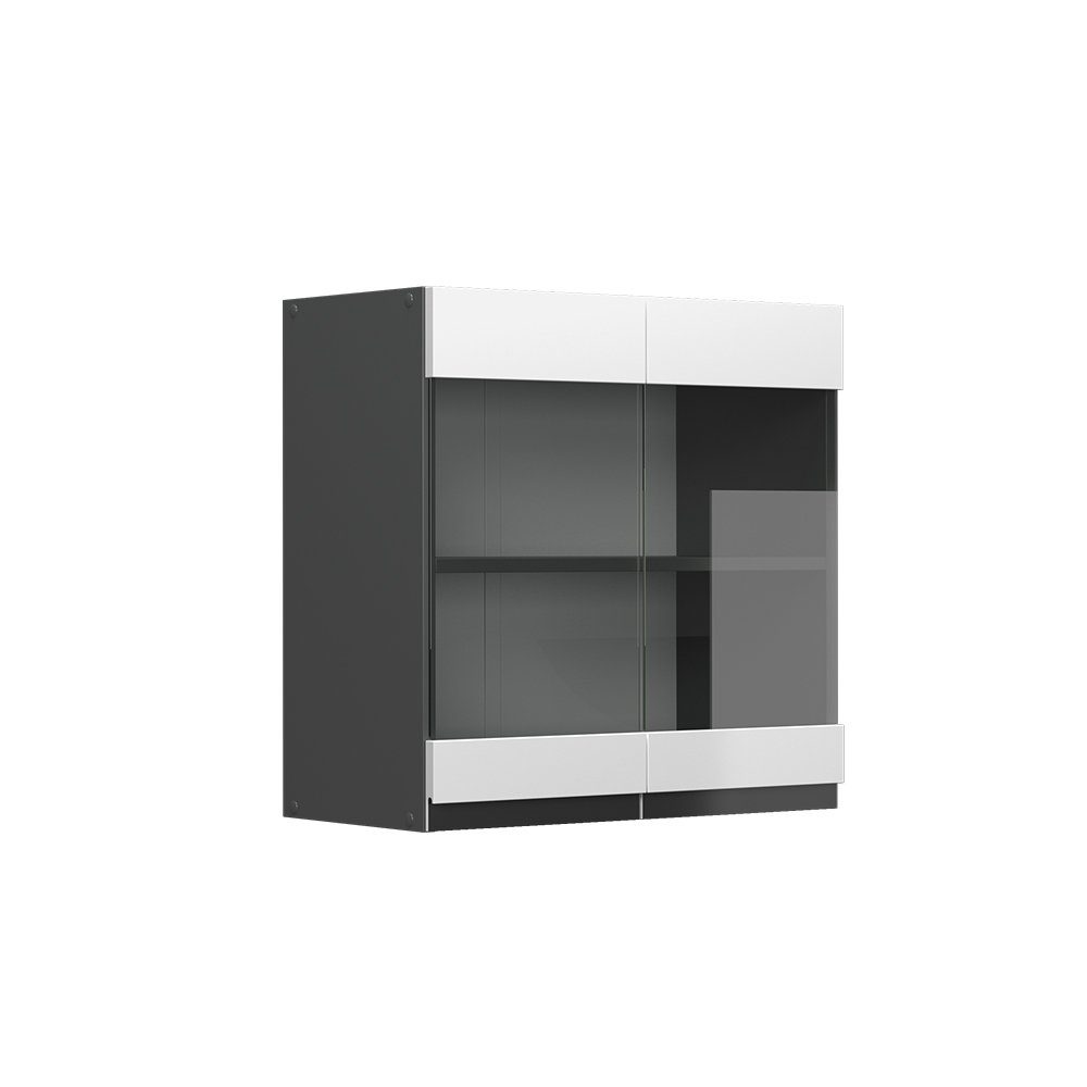 Vicco Glashängeschrank Hängeschrank J-Shape 60 cm Anthrazit/Weiß