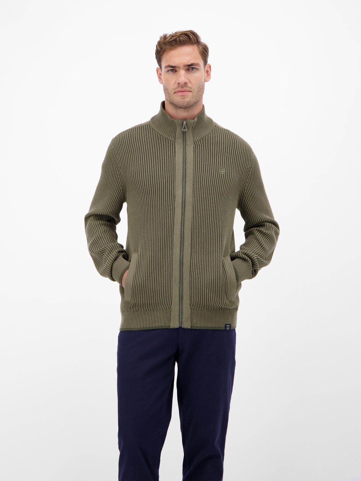 LERROS Strickjacke mit Stehkragen und sportiver Struktur